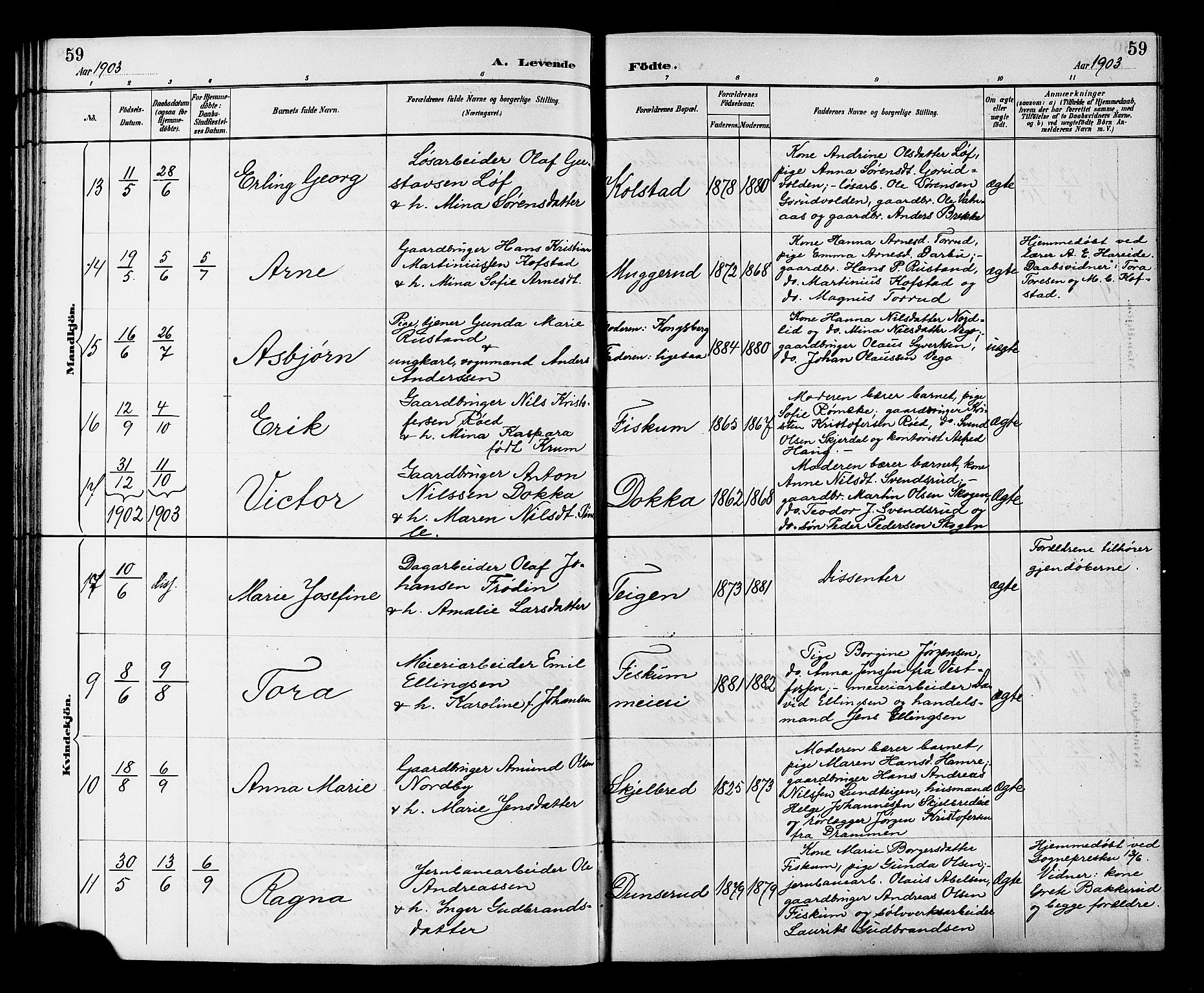 Fiskum kirkebøker, AV/SAKO-A-15/G/Ga/L0005: Klokkerbok nr. 5, 1887-1912, s. 59