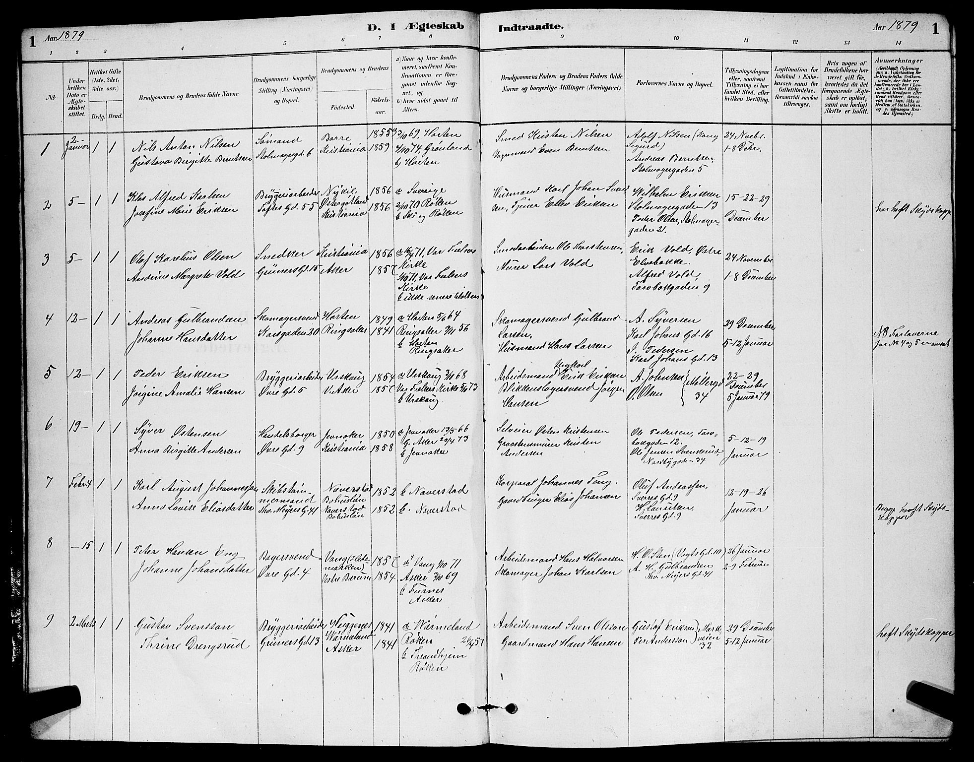 Paulus prestekontor Kirkebøker, AV/SAO-A-10871/G/Ga/L0005: Klokkerbok nr. 5, 1879-1893, s. 1
