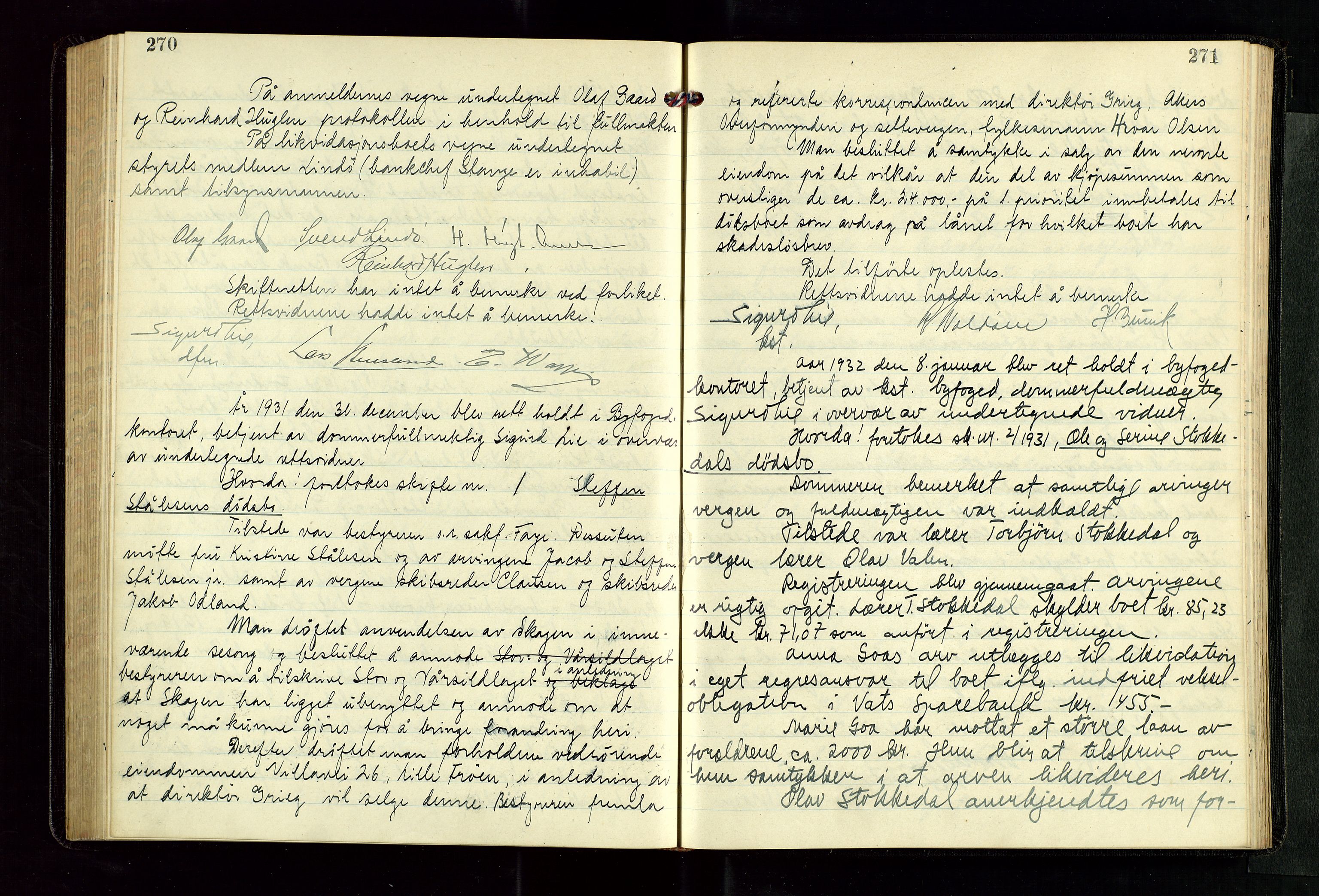 Haugesund tingrett, AV/SAST-A-101415/01/IV/IVC/L0006: Skifteforhandlingsprotokoll, med register, 1929-1933, s. 270-271