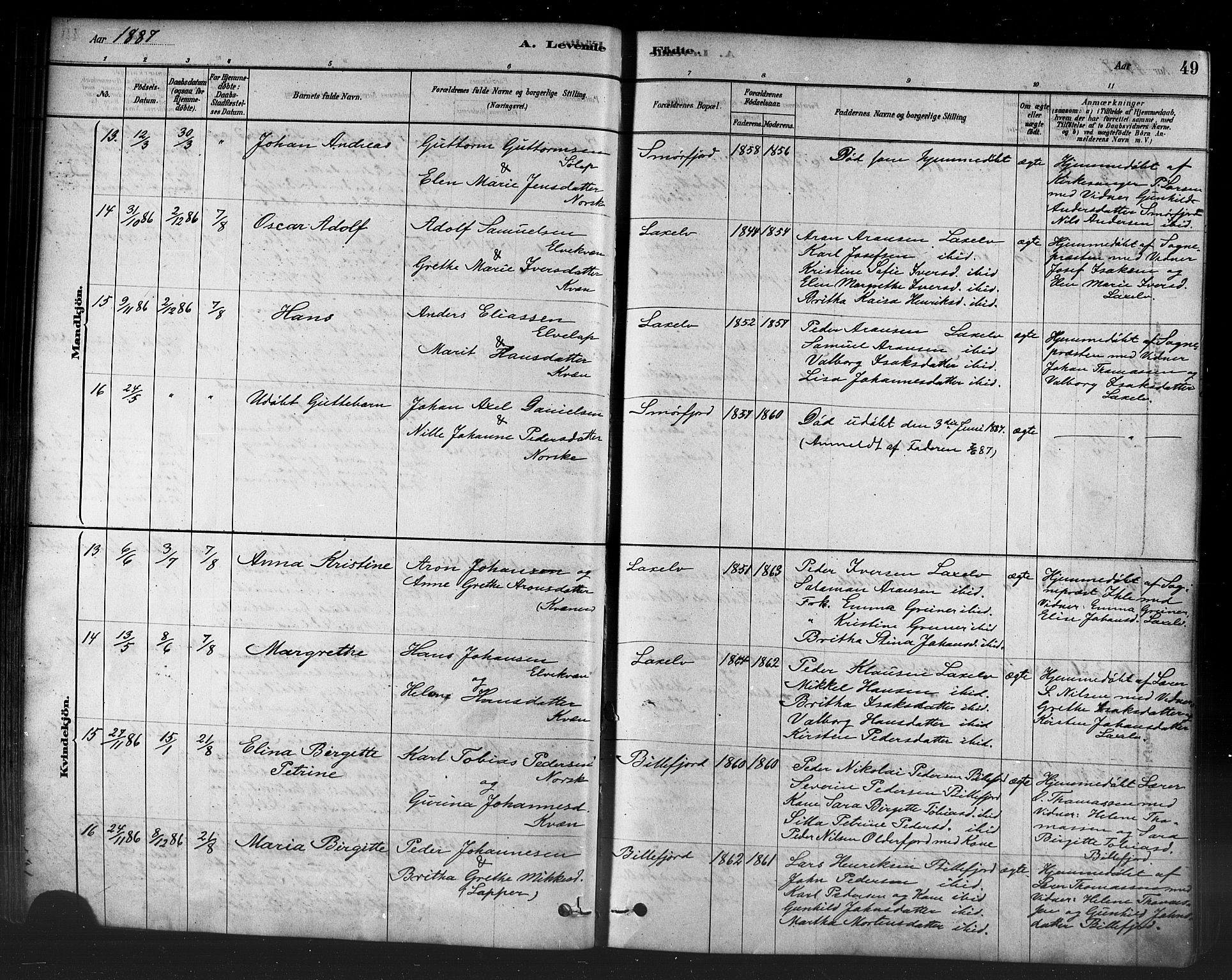 Kistrand/Porsanger sokneprestembete, AV/SATØ-S-1351/H/Ha/L0007.kirke: Ministerialbok nr. 7, 1881-1889, s. 49
