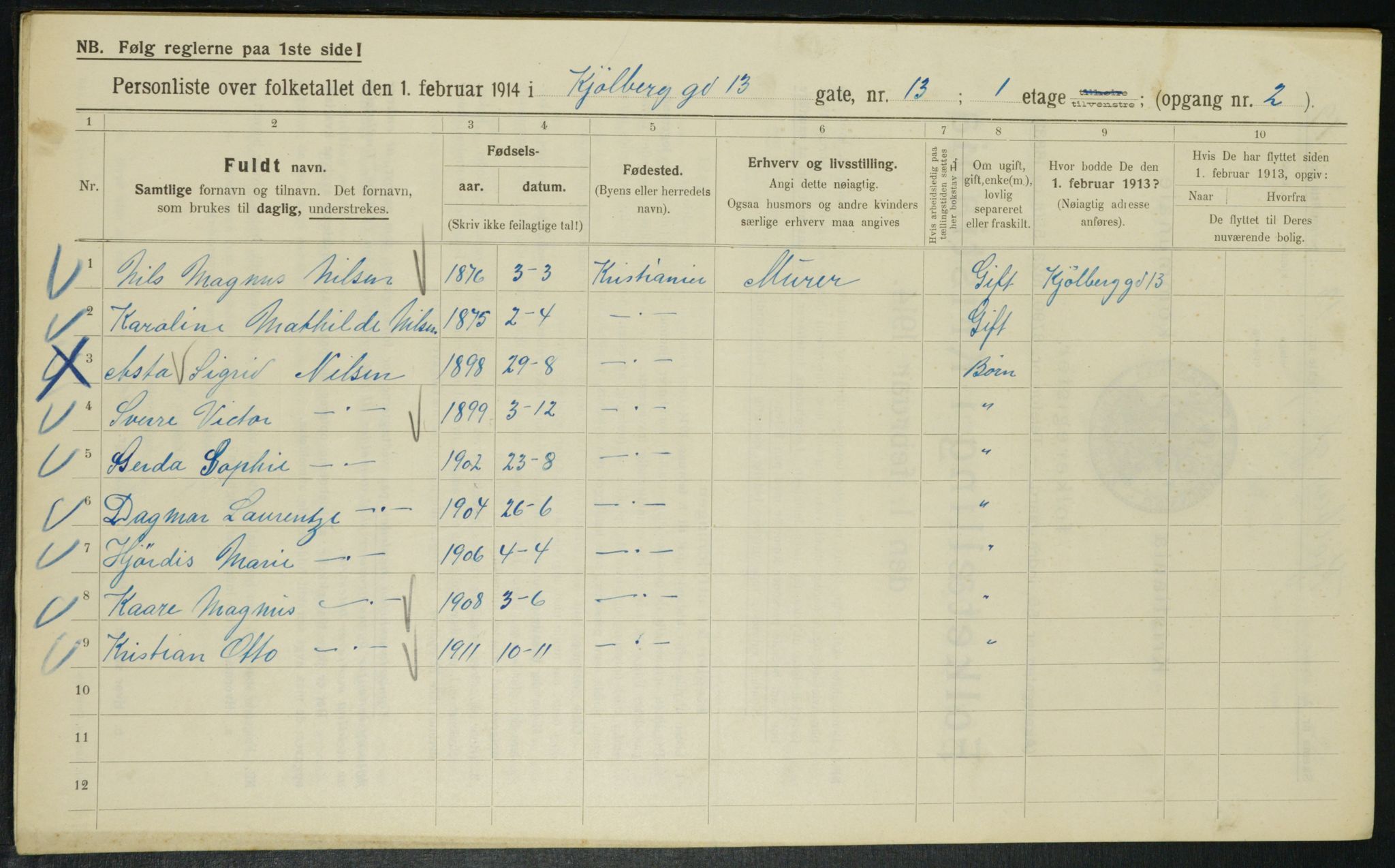 OBA, Kommunal folketelling 1.2.1914 for Kristiania, 1914, s. 51486