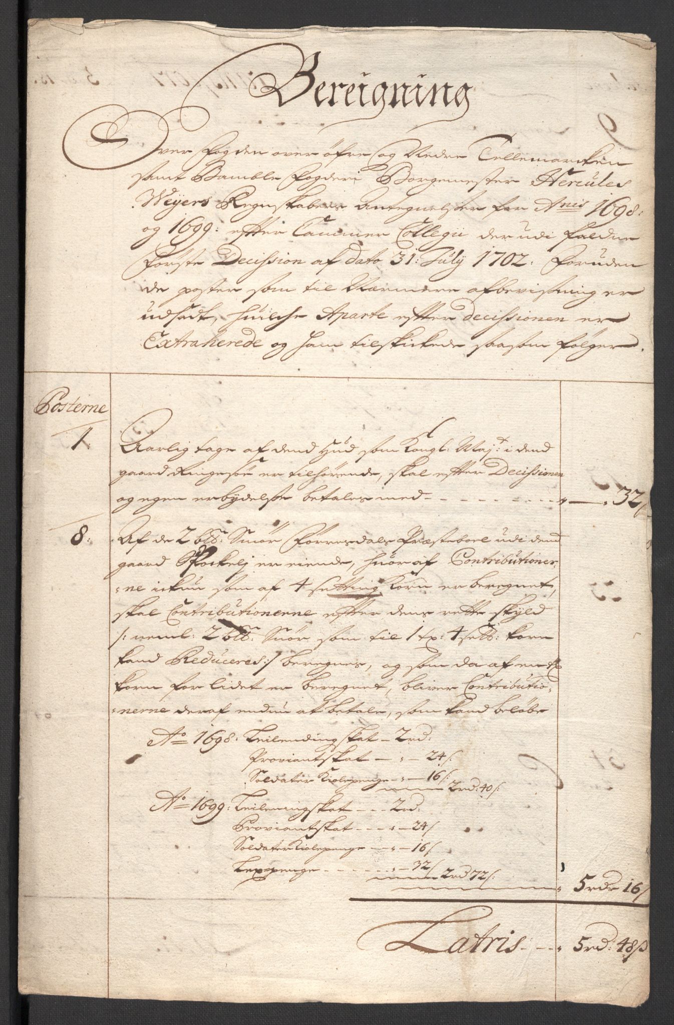 Rentekammeret inntil 1814, Reviderte regnskaper, Fogderegnskap, AV/RA-EA-4092/R36/L2107: Fogderegnskap Øvre og Nedre Telemark og Bamble, 1702, s. 264