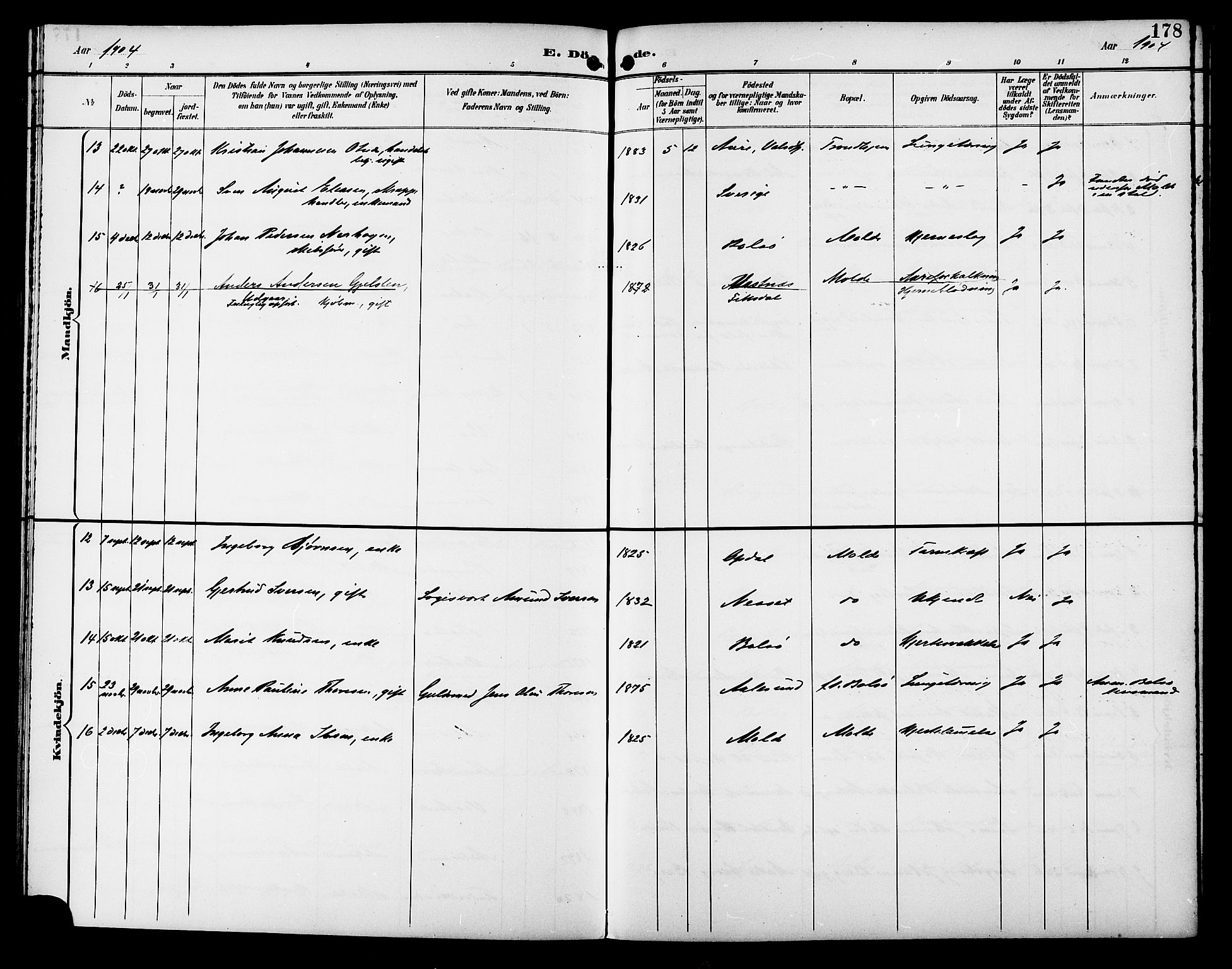 Ministerialprotokoller, klokkerbøker og fødselsregistre - Møre og Romsdal, SAT/A-1454/558/L0702: Klokkerbok nr. 558C03, 1894-1915, s. 178