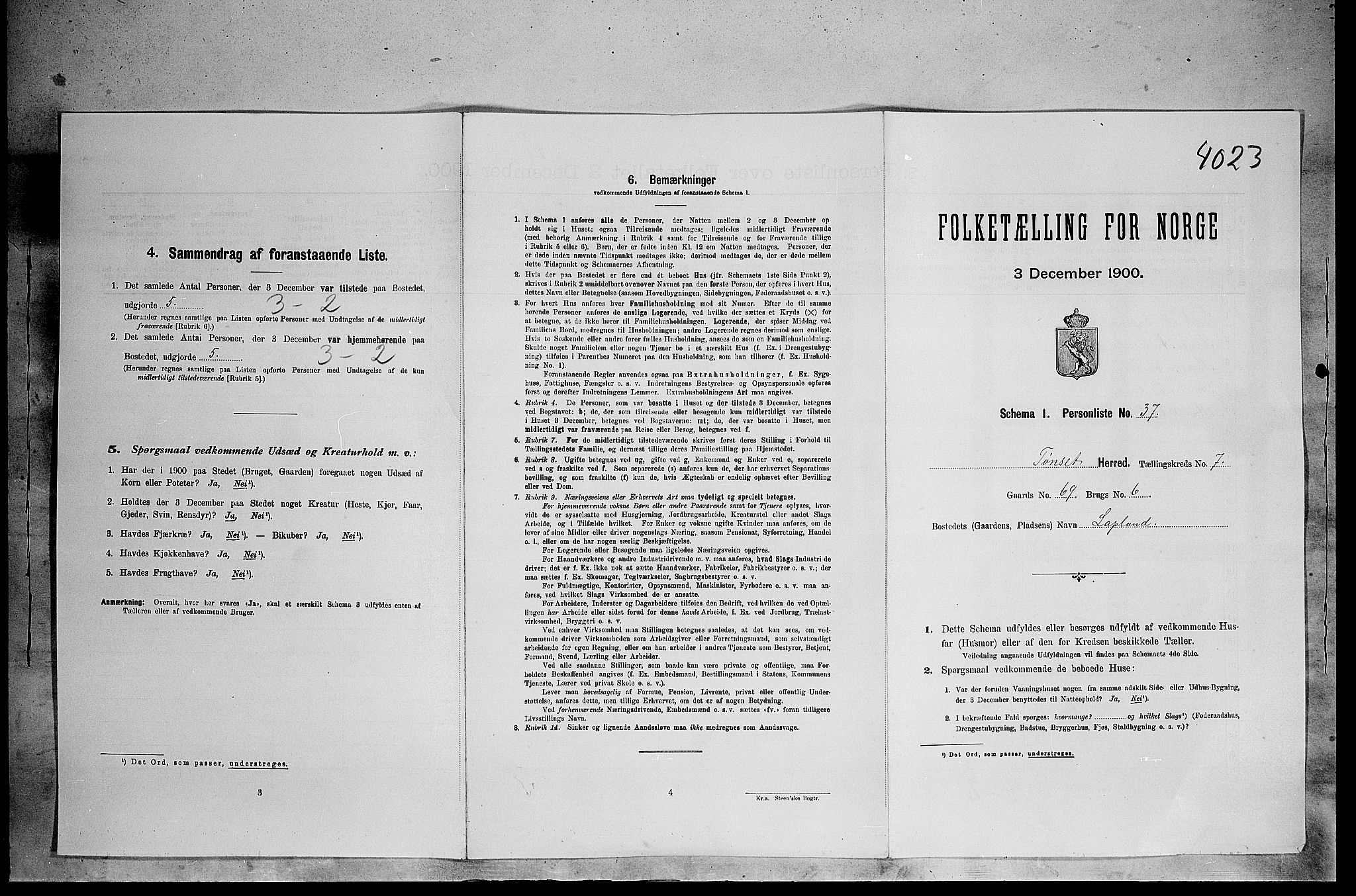 SAH, Folketelling 1900 for 0437 Tynset herred, 1900, s. 689