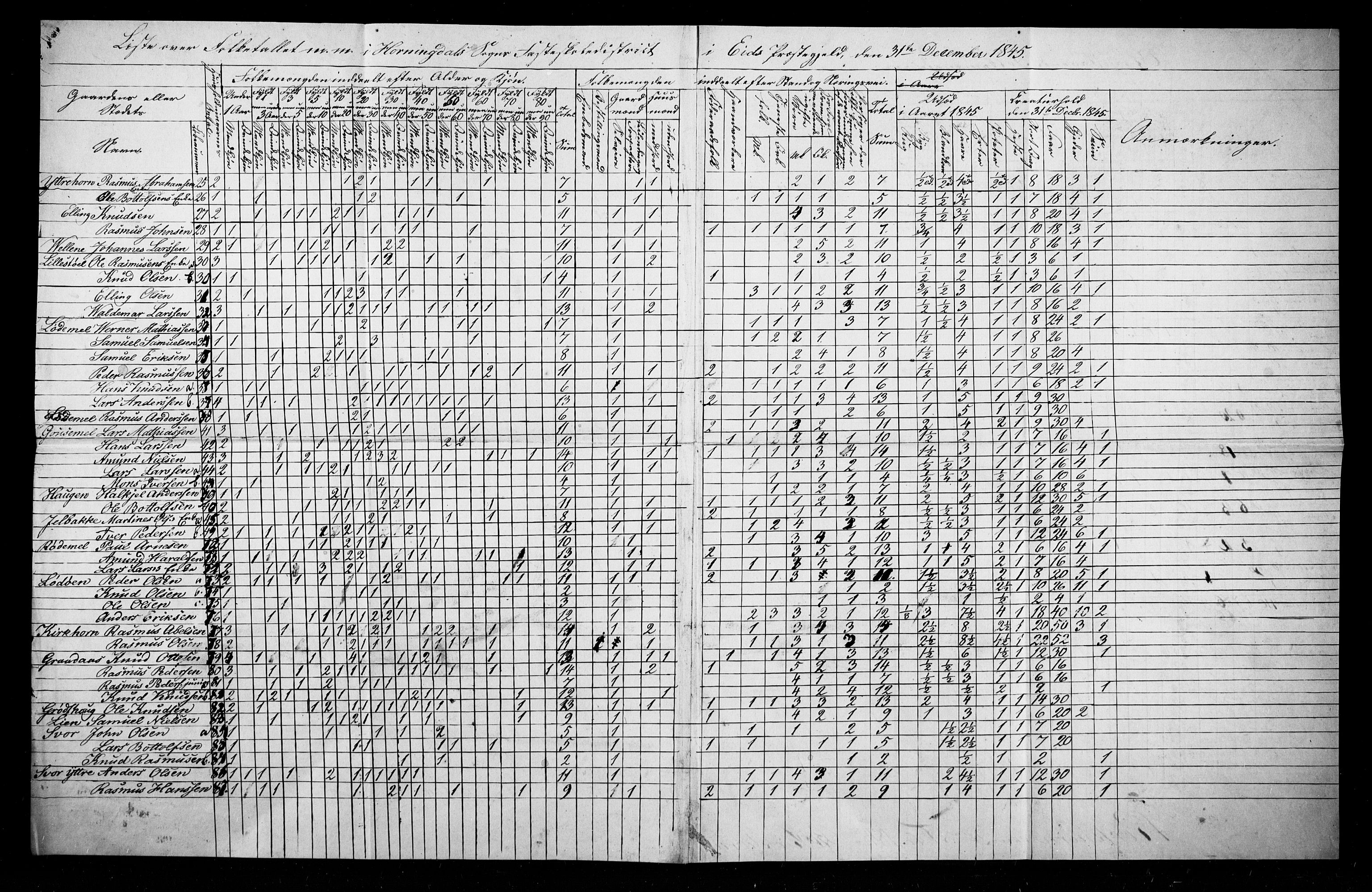 SAB, Folketelling 1845 for 1443P Eid prestegjeld, 1845