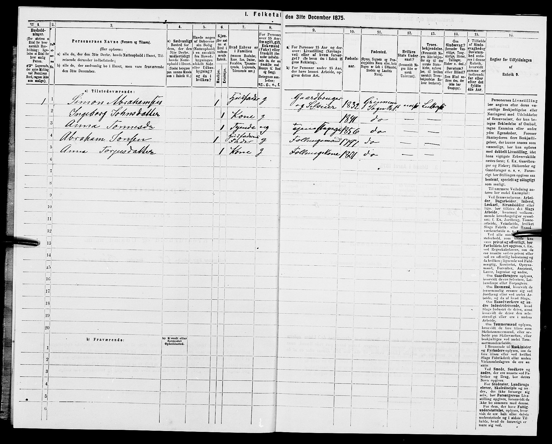 SAK, Folketelling 1875 for 1024P Bjelland prestegjeld, 1875, s. 509