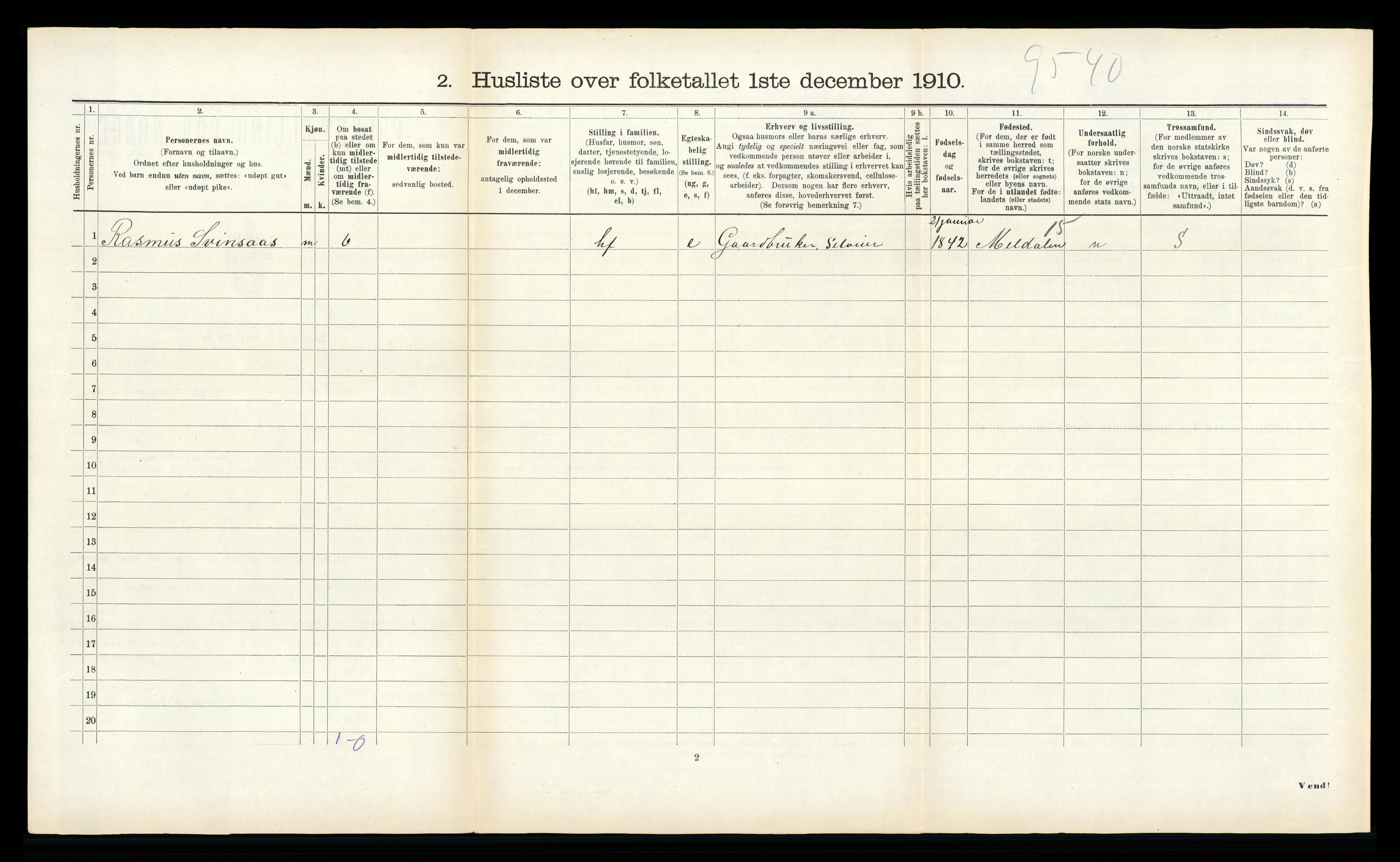 RA, Folketelling 1910 for 1567 Rindal herred, 1910, s. 444