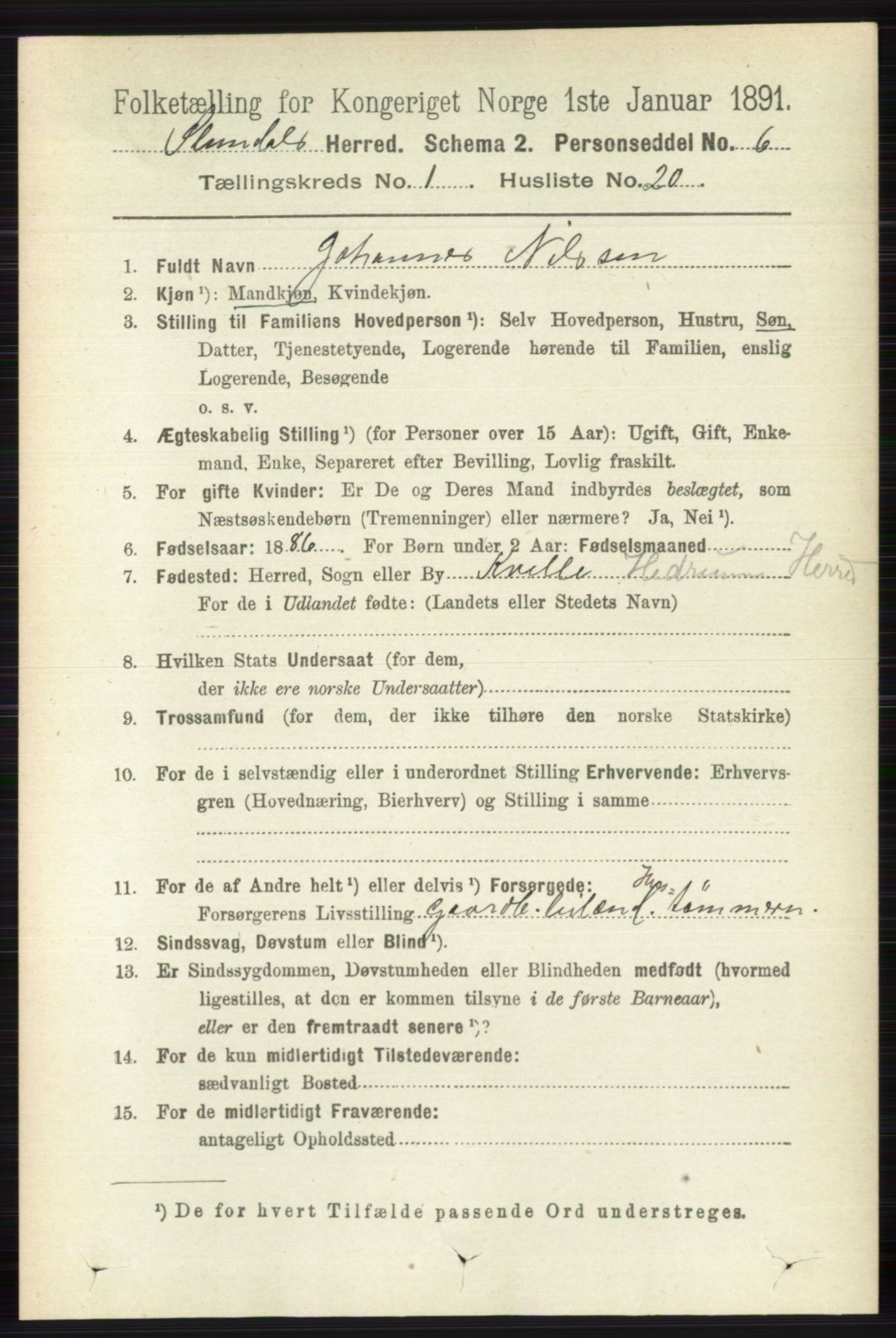 RA, Folketelling 1891 for 0811 Slemdal herred, 1891, s. 175