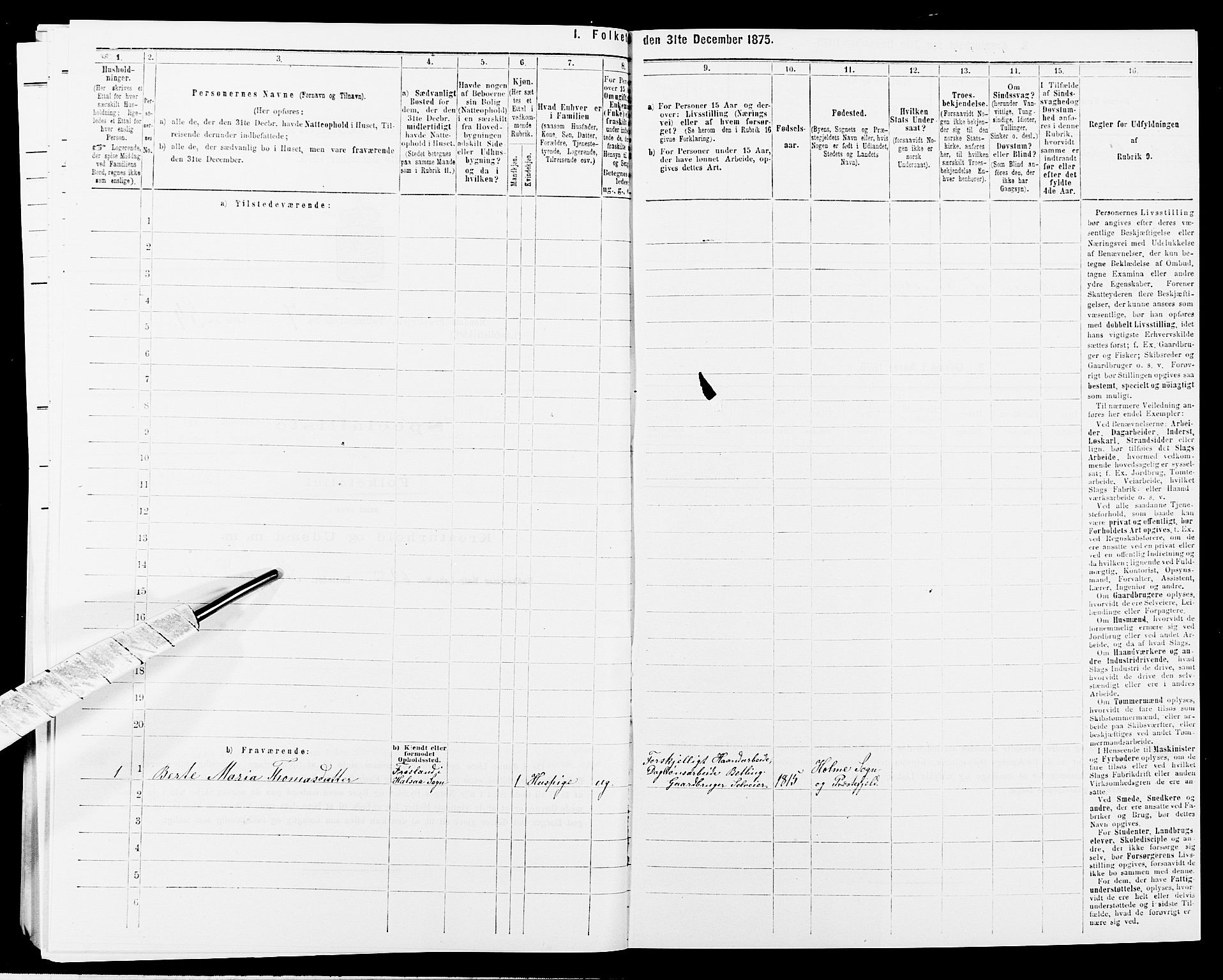 SAK, Folketelling 1875 for 1019L Mandal prestegjeld, Halse sokn og Harkmark sokn, 1875, s. 1121