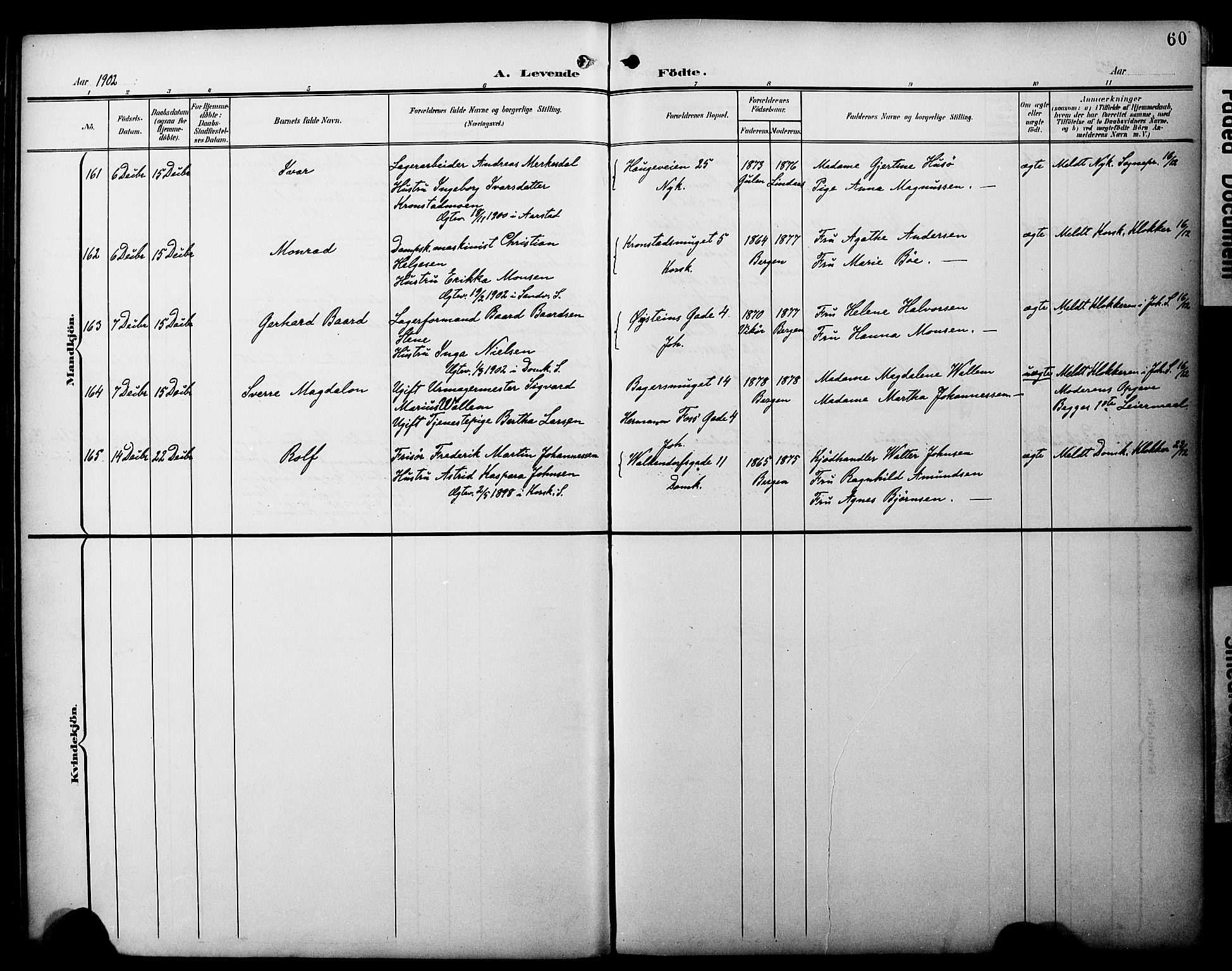 Fødselsstiftelsens sokneprestembete*, SAB/-: Ministerialbok nr. A 3, 1901-1910, s. 60