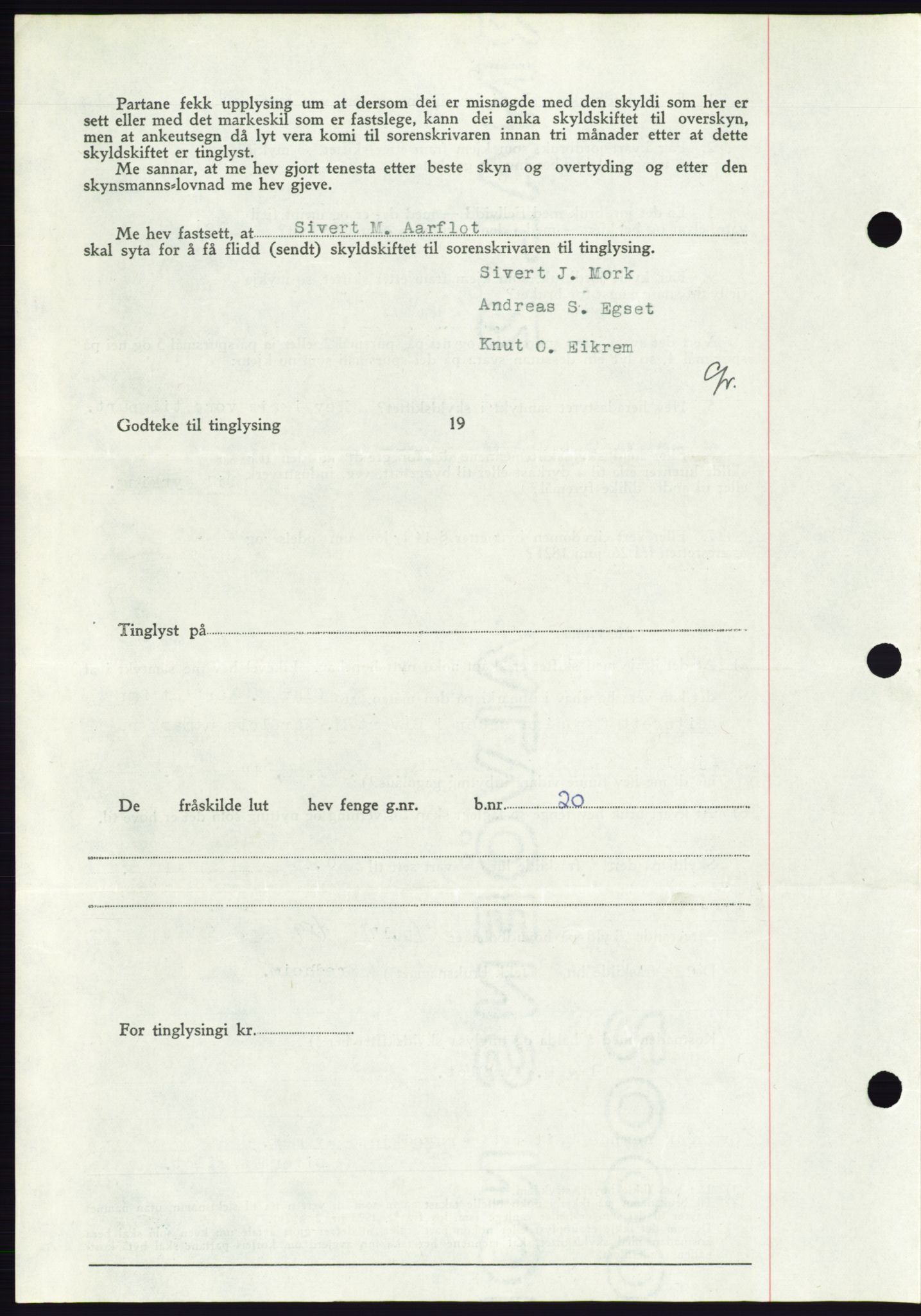 Søre Sunnmøre sorenskriveri, AV/SAT-A-4122/1/2/2C/L0077: Pantebok nr. 3A, 1945-1946, Dagboknr: 746/1945