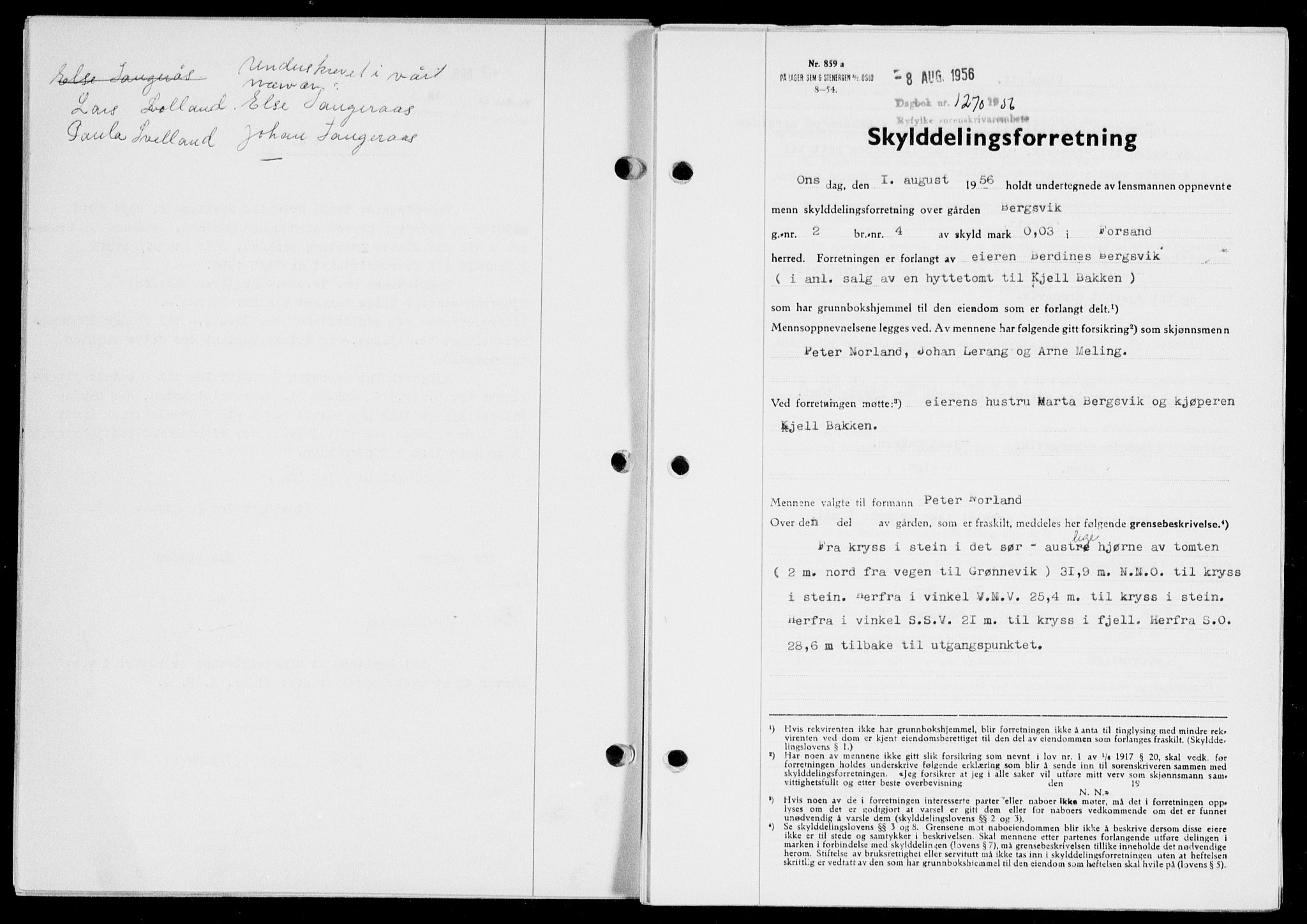 Ryfylke tingrett, SAST/A-100055/001/II/IIB/L0134: Pantebok nr. 113, 1956-1956, Dagboknr: 1270/1956