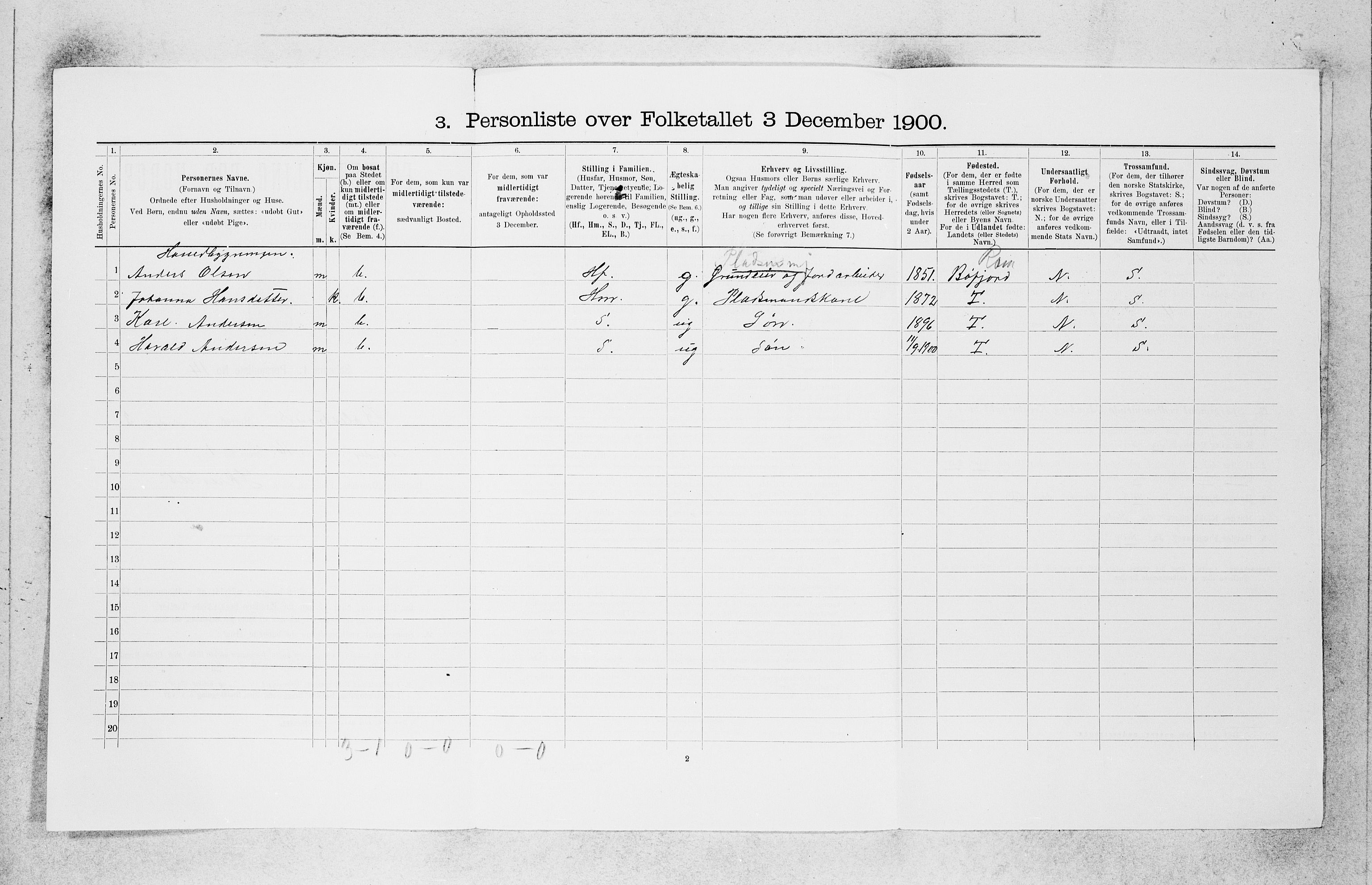 SAB, Folketelling 1900 for 1418 Balestrand herred, 1900, s. 244