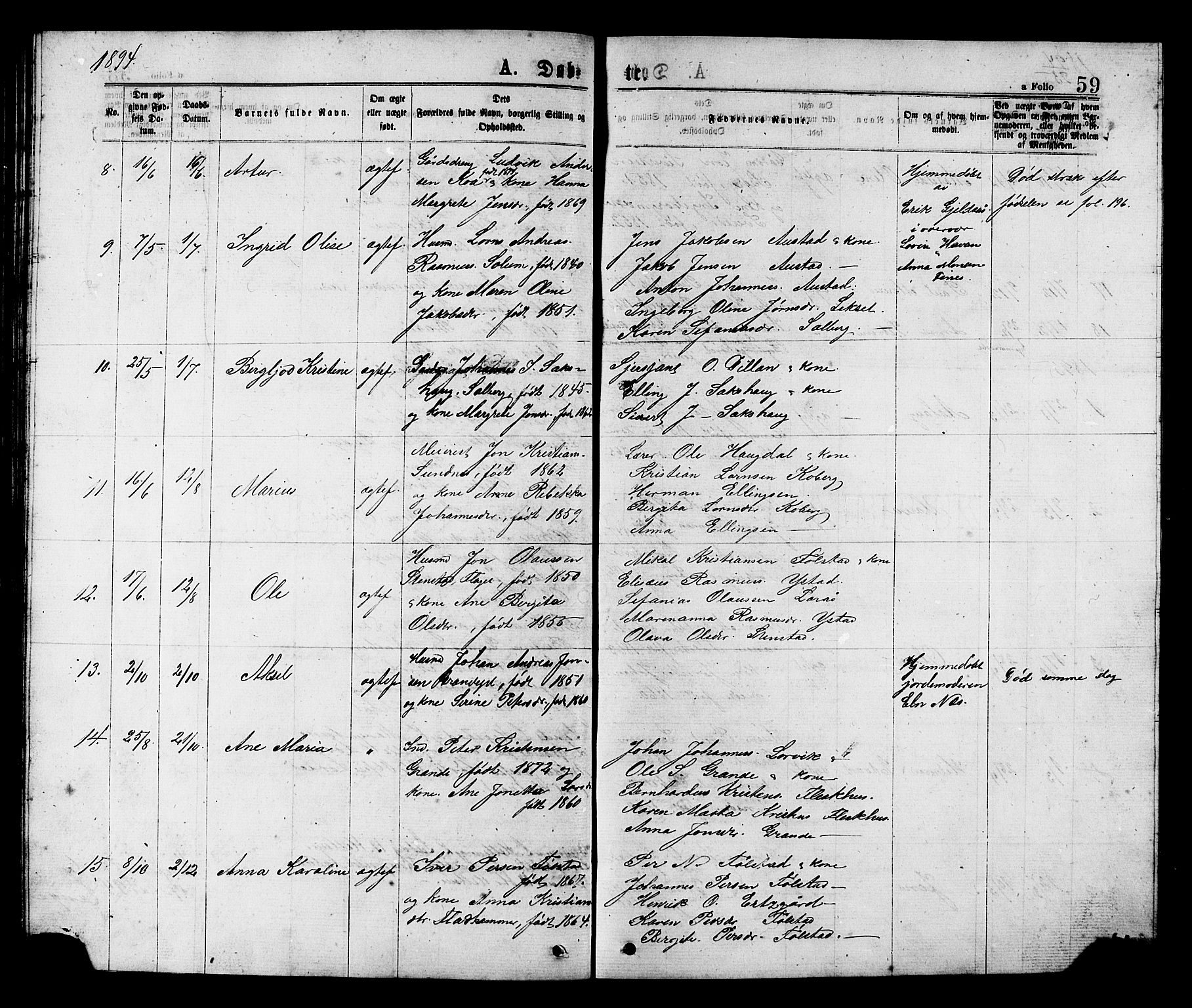 Ministerialprotokoller, klokkerbøker og fødselsregistre - Nord-Trøndelag, AV/SAT-A-1458/731/L0311: Klokkerbok nr. 731C02, 1875-1911, s. 59