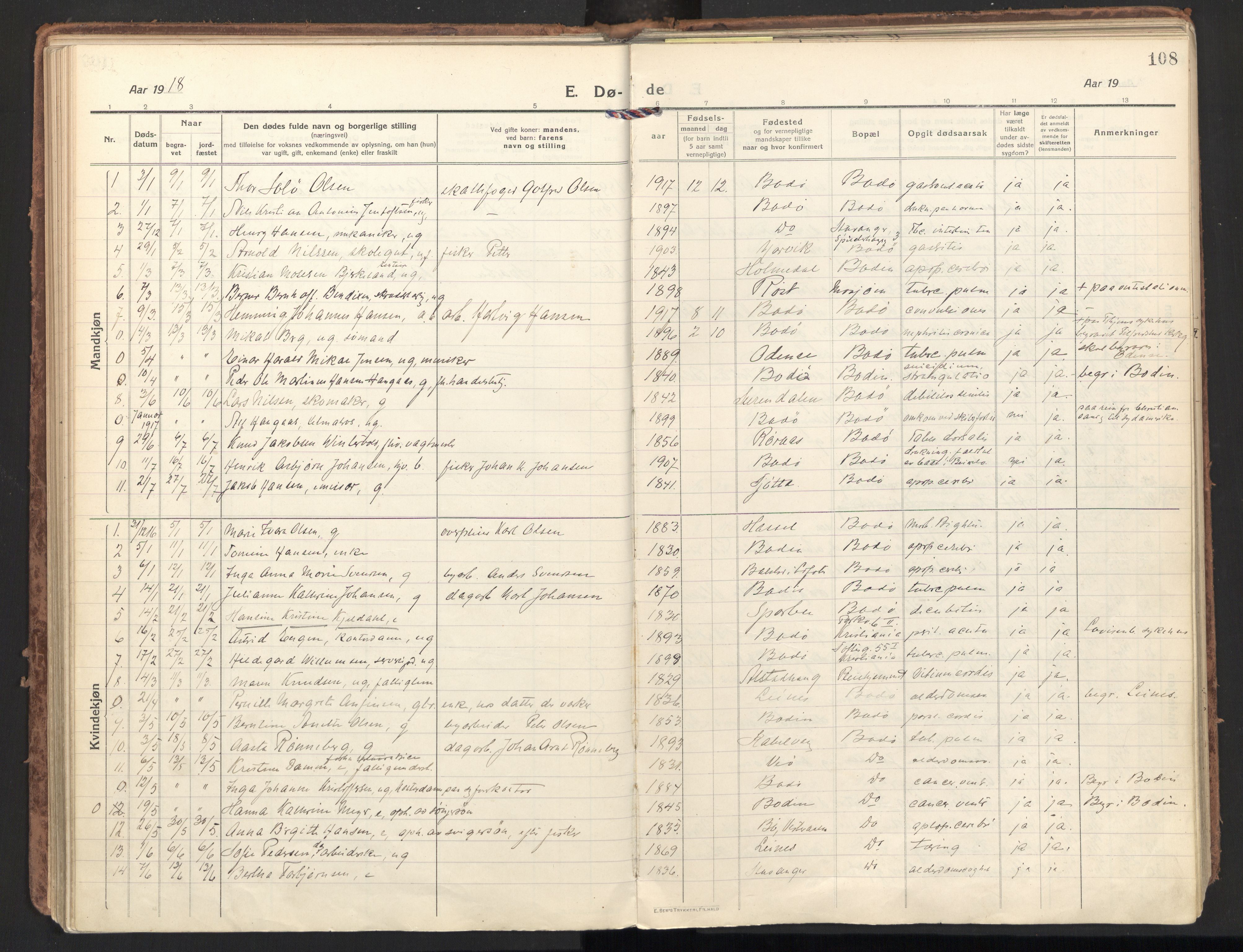 Ministerialprotokoller, klokkerbøker og fødselsregistre - Nordland, AV/SAT-A-1459/801/L0018: Ministerialbok nr. 801A18, 1916-1930, s. 108
