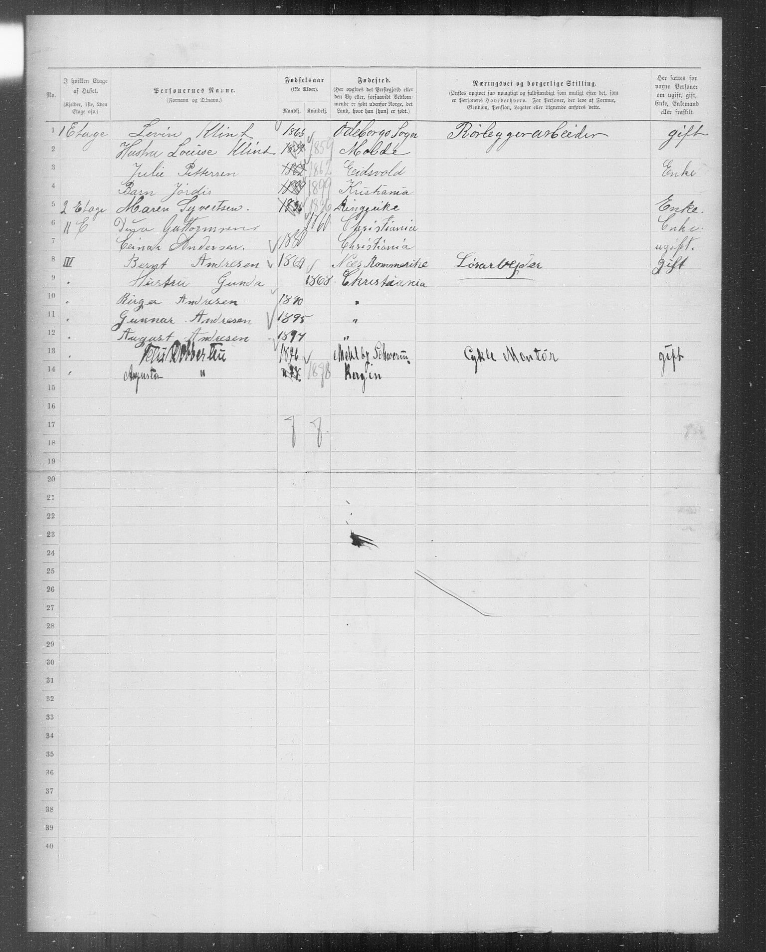 OBA, Kommunal folketelling 31.12.1899 for Kristiania kjøpstad, 1899, s. 9012