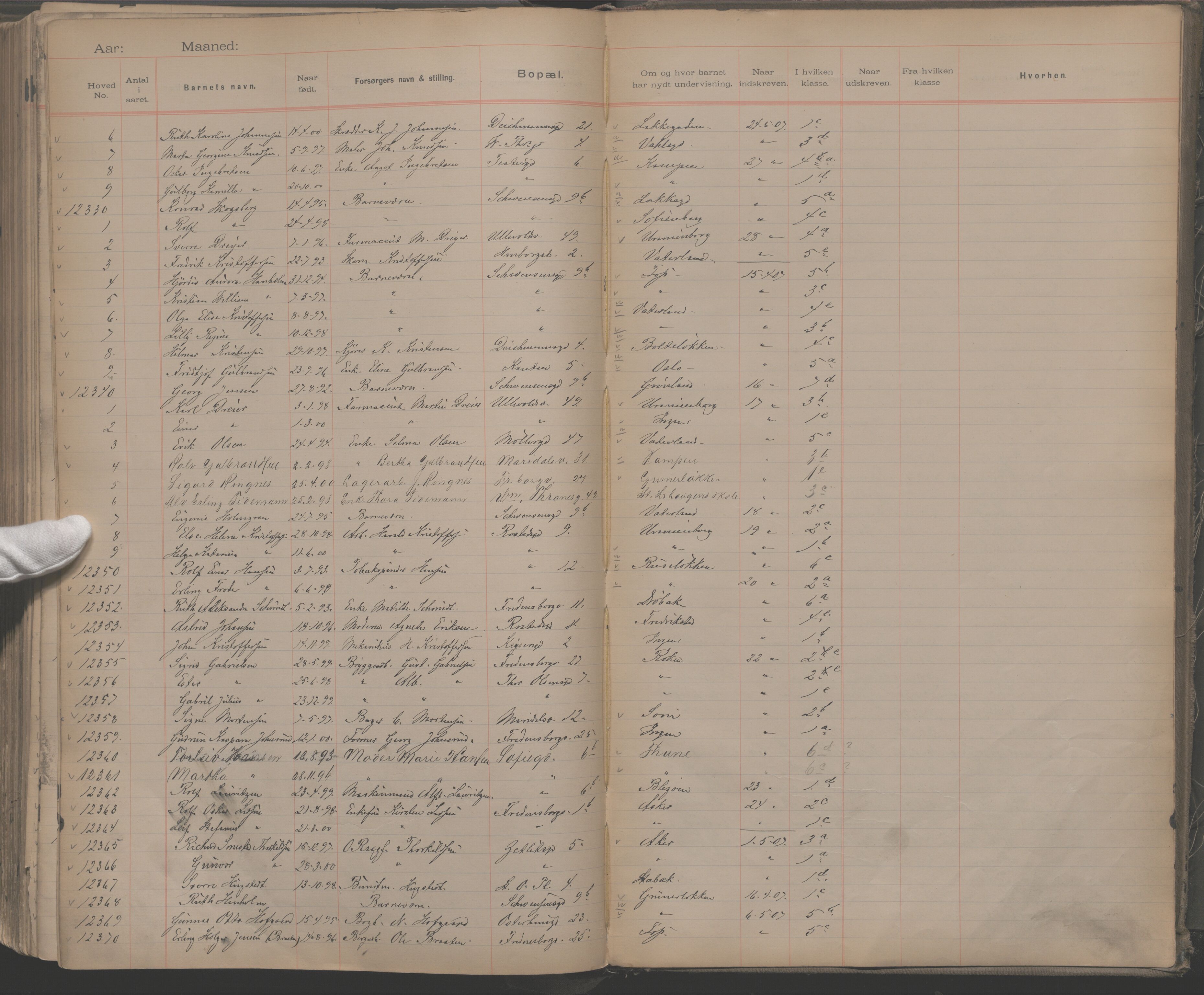 Møllergata skole, OBA/A-20129/F/Fa/L0001: Ut-/innskrivningsprotokoll, 1889-1907, s. 280