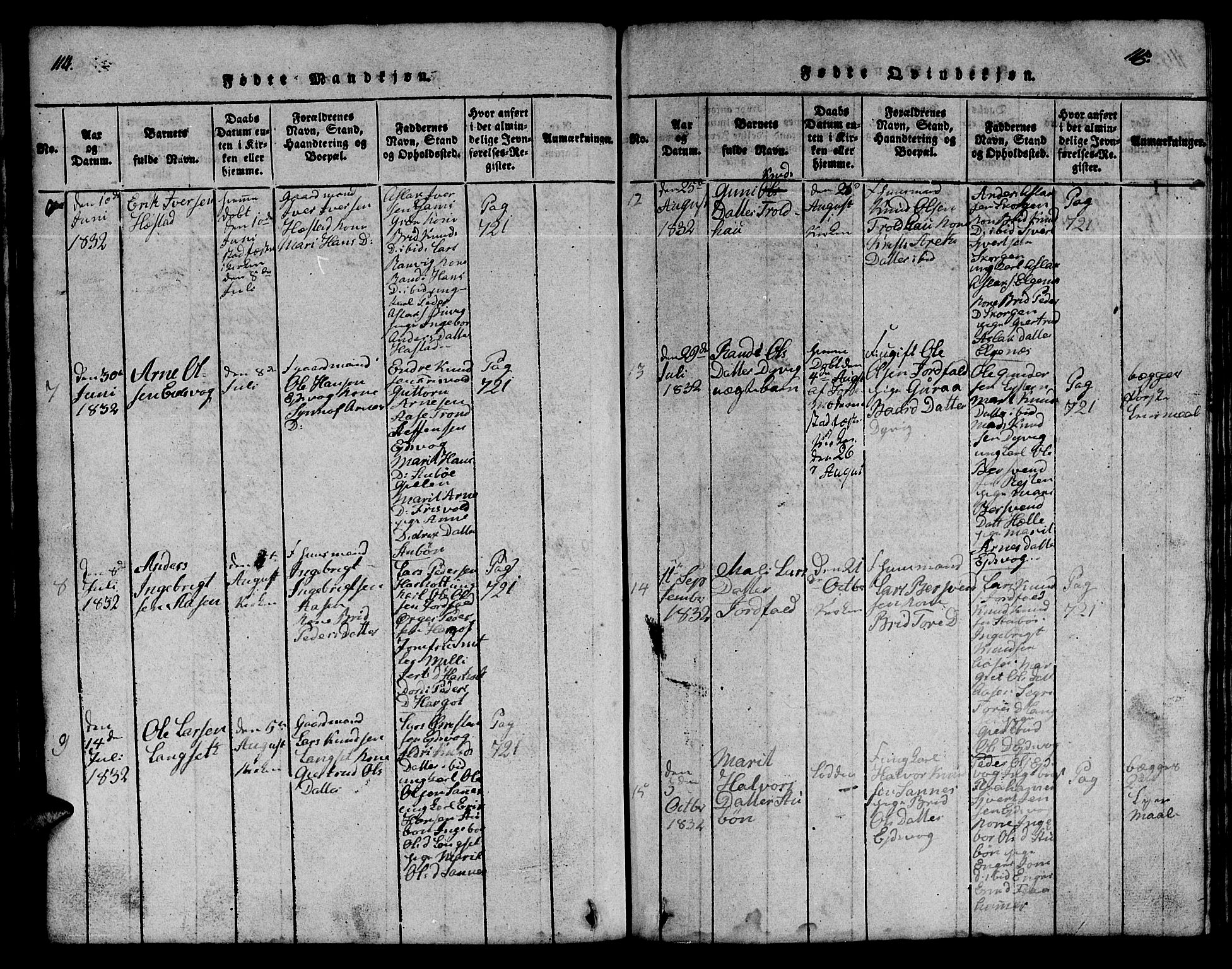 Ministerialprotokoller, klokkerbøker og fødselsregistre - Møre og Romsdal, AV/SAT-A-1454/551/L0629: Klokkerbok nr. 551C01, 1818-1839, s. 114-115