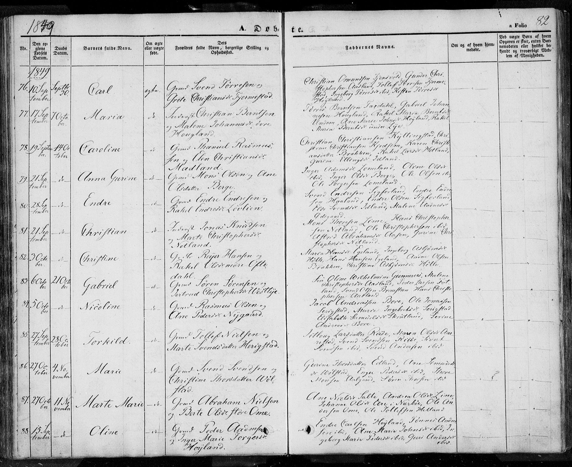 Lye sokneprestkontor, AV/SAST-A-101794/001/30BA/L0005: Ministerialbok nr. A 5.1, 1842-1855, s. 82
