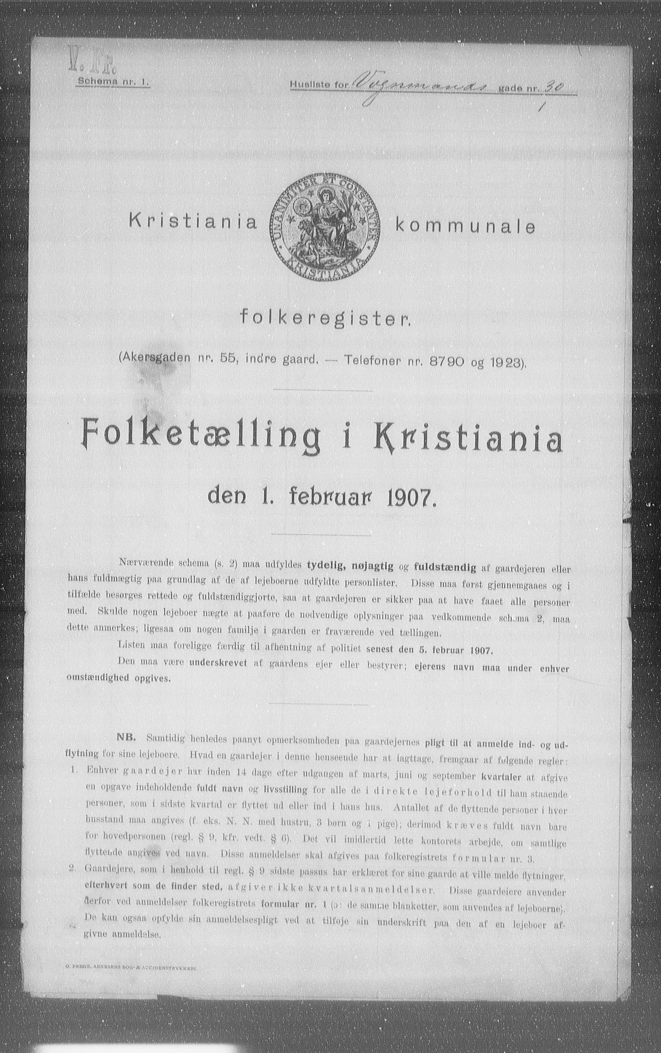 OBA, Kommunal folketelling 1.2.1907 for Kristiania kjøpstad, 1907, s. 63190