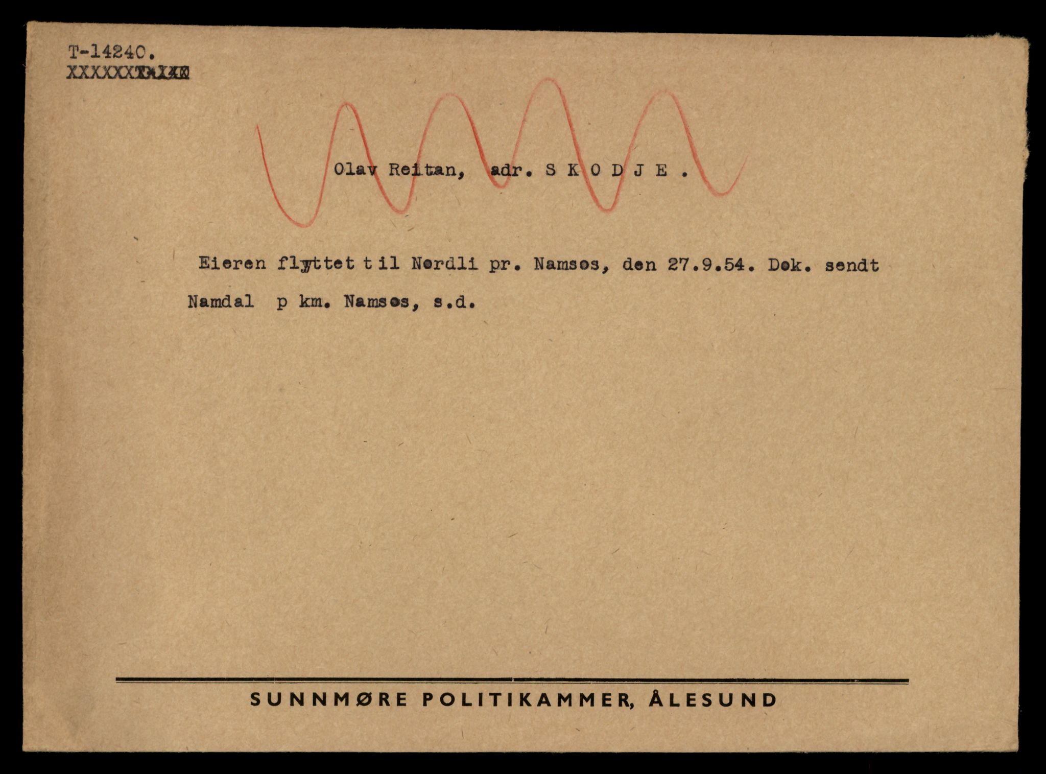 Møre og Romsdal vegkontor - Ålesund trafikkstasjon, AV/SAT-A-4099/F/Fe/L0044: Registreringskort for kjøretøy T 14205 - T 14319, 1927-1998, s. 1050