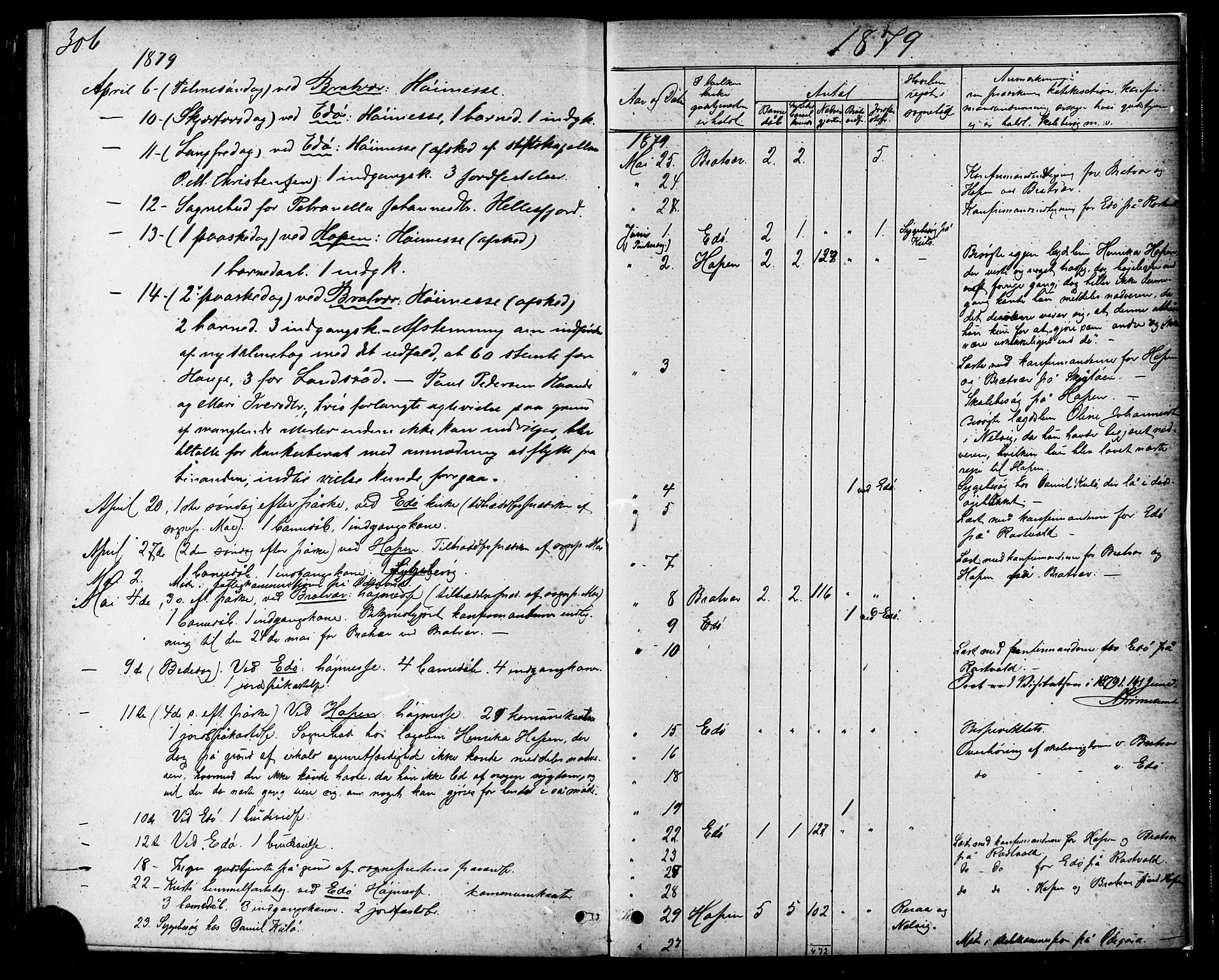 Ministerialprotokoller, klokkerbøker og fødselsregistre - Møre og Romsdal, AV/SAT-A-1454/581/L0938: Ministerialbok nr. 581A06, 1873-1879, s. 306