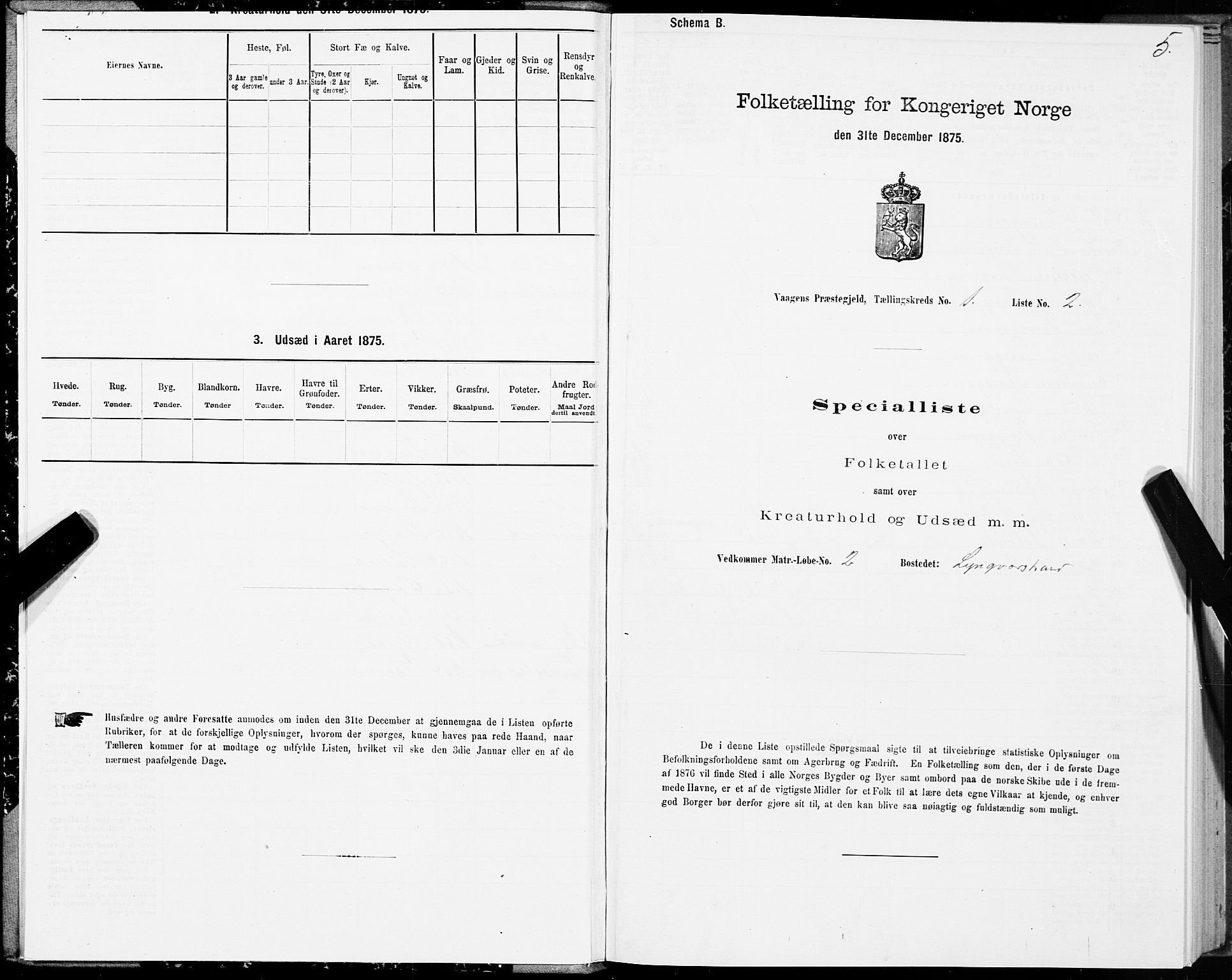 SAT, Folketelling 1875 for 1865P Vågan prestegjeld, 1875, s. 1005