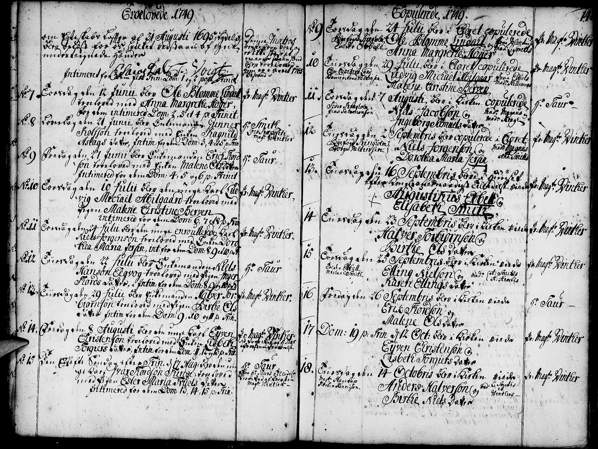 Domkirken sokneprestkontor, SAST/A-101812/001/30/30BA/L0004: Ministerialbok nr. A 4, 1744-1782, s. 14