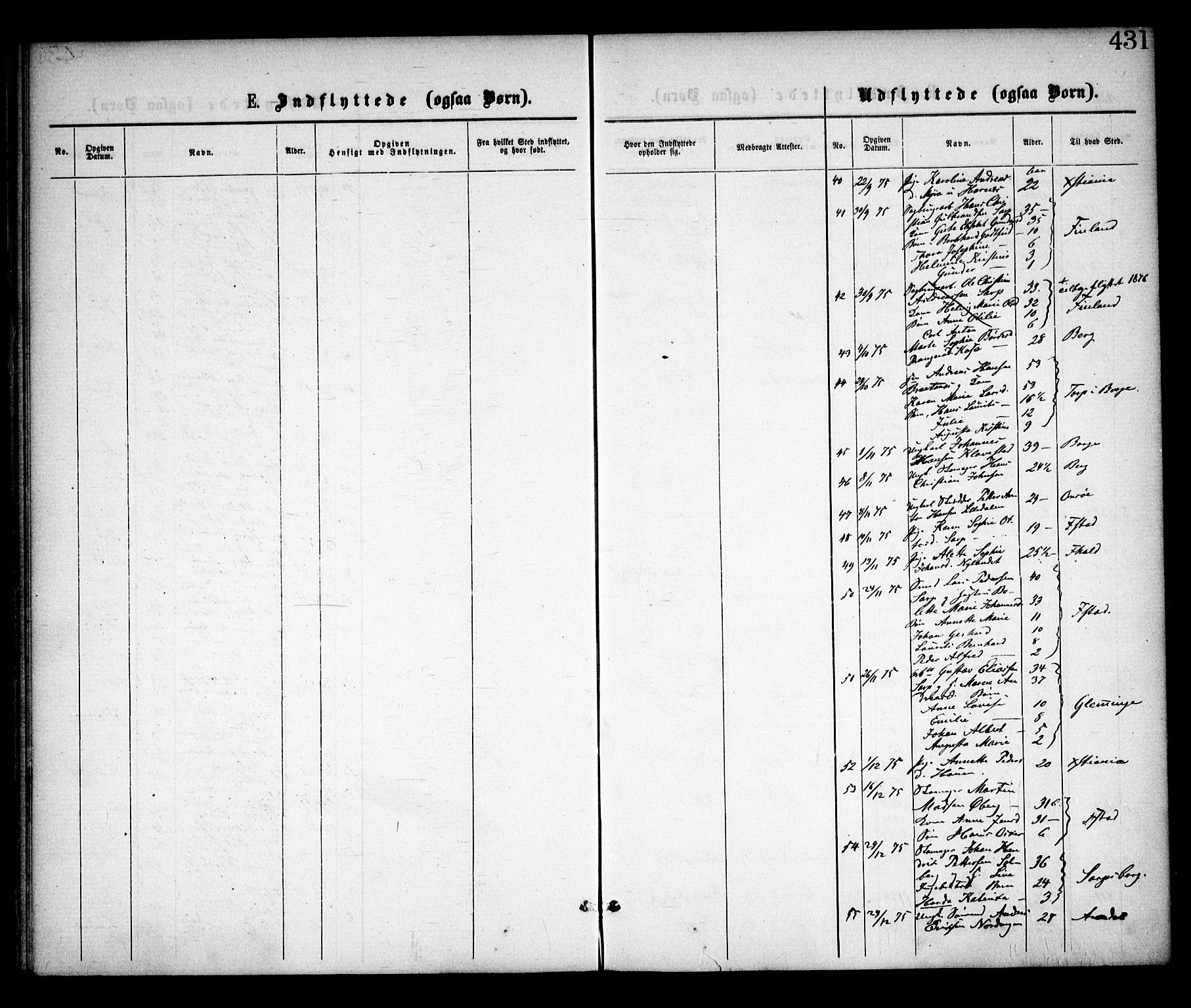 Skjeberg prestekontor Kirkebøker, SAO/A-10923/F/Fa/L0008: Ministerialbok nr. I 8, 1869-1885, s. 431