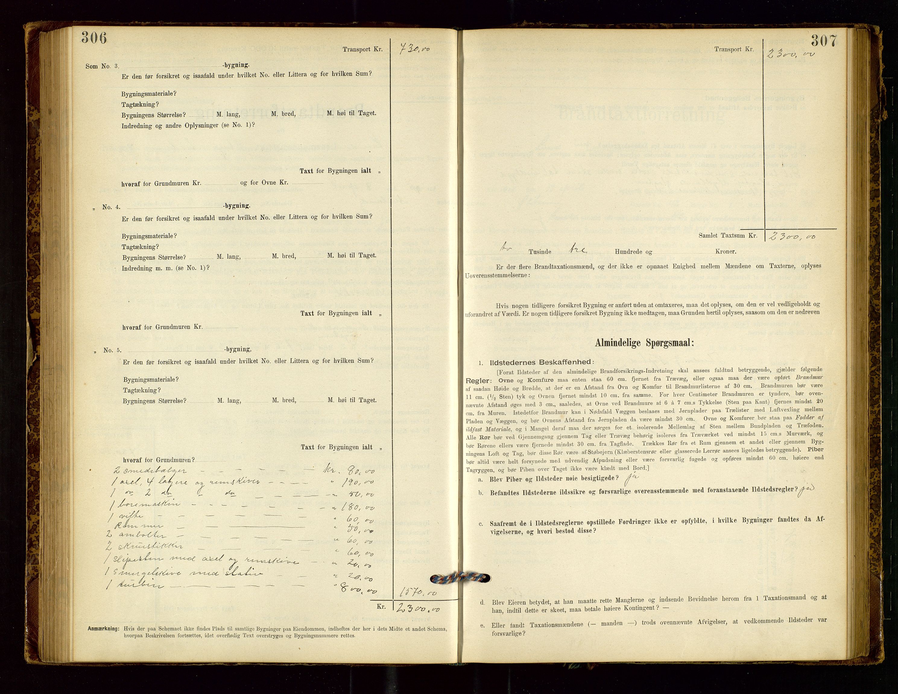 Lund lensmannskontor, AV/SAST-A-100303/Gob/L0001: "Brandtakstprotokol", 1894-1907, s. 306-307