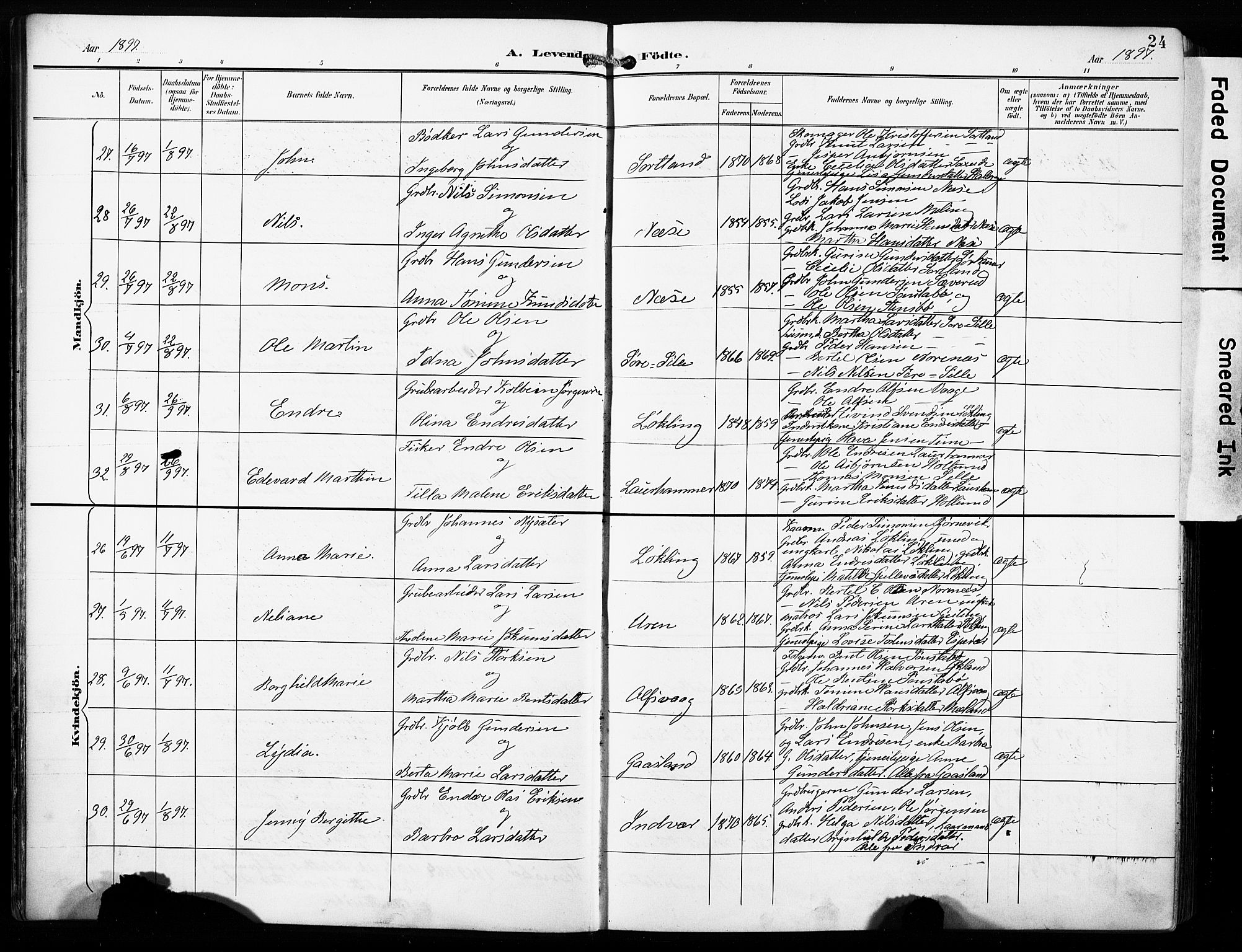 Finnås sokneprestembete, AV/SAB-A-99925/H/Ha/Haa/Haac/L0002: Ministerialbok nr. C 2, 1895-1904, s. 24