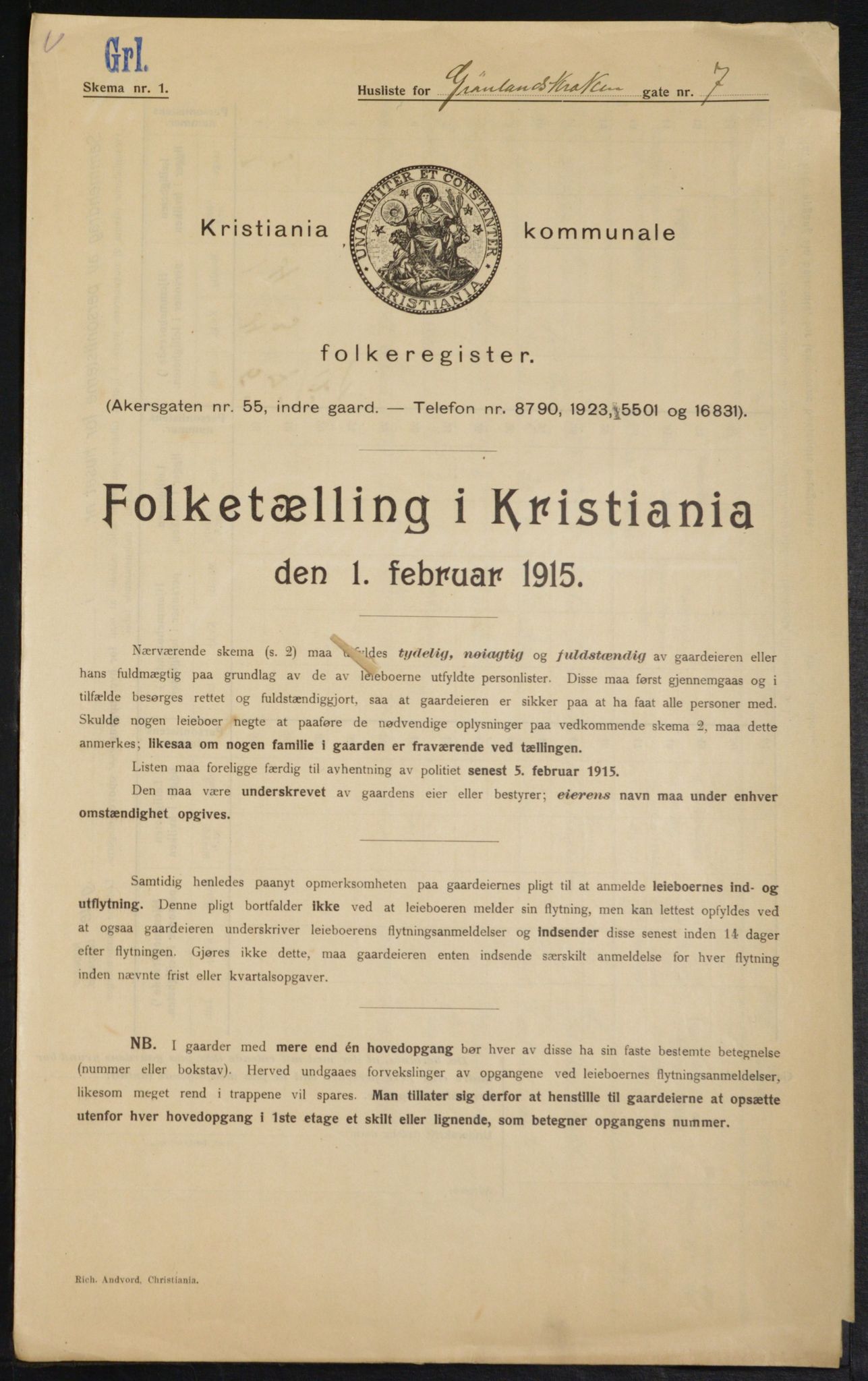 OBA, Kommunal folketelling 1.2.1915 for Kristiania, 1915, s. 31153