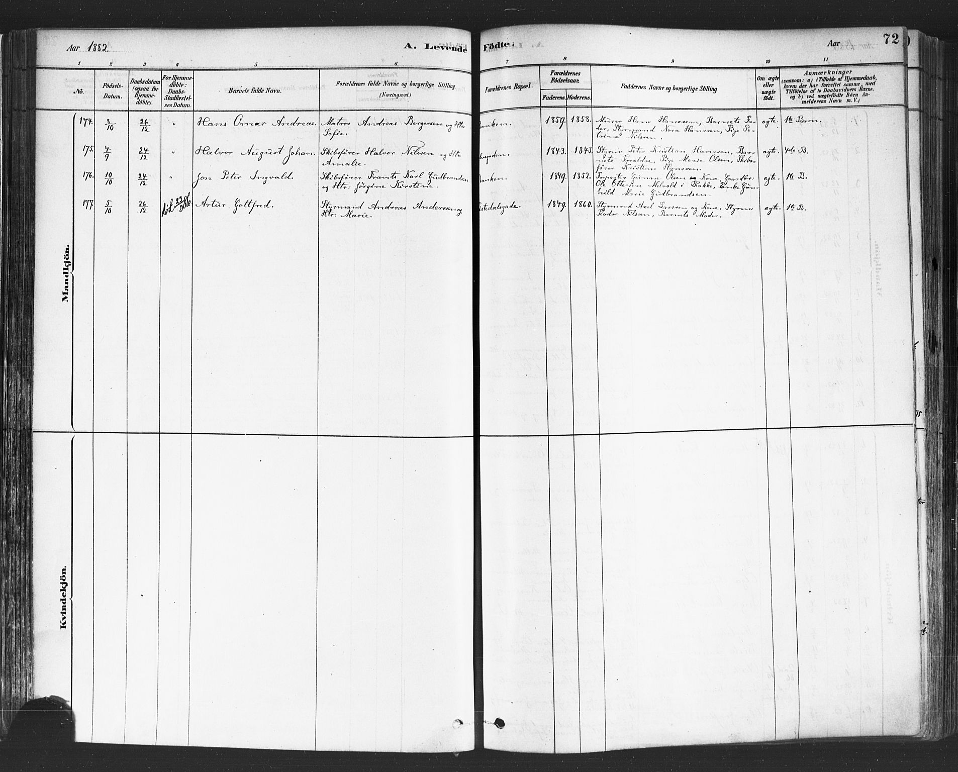 Halden prestekontor Kirkebøker, SAO/A-10909/F/Fa/L0011: Ministerialbok nr. I 11, 1878-1889, s. 72
