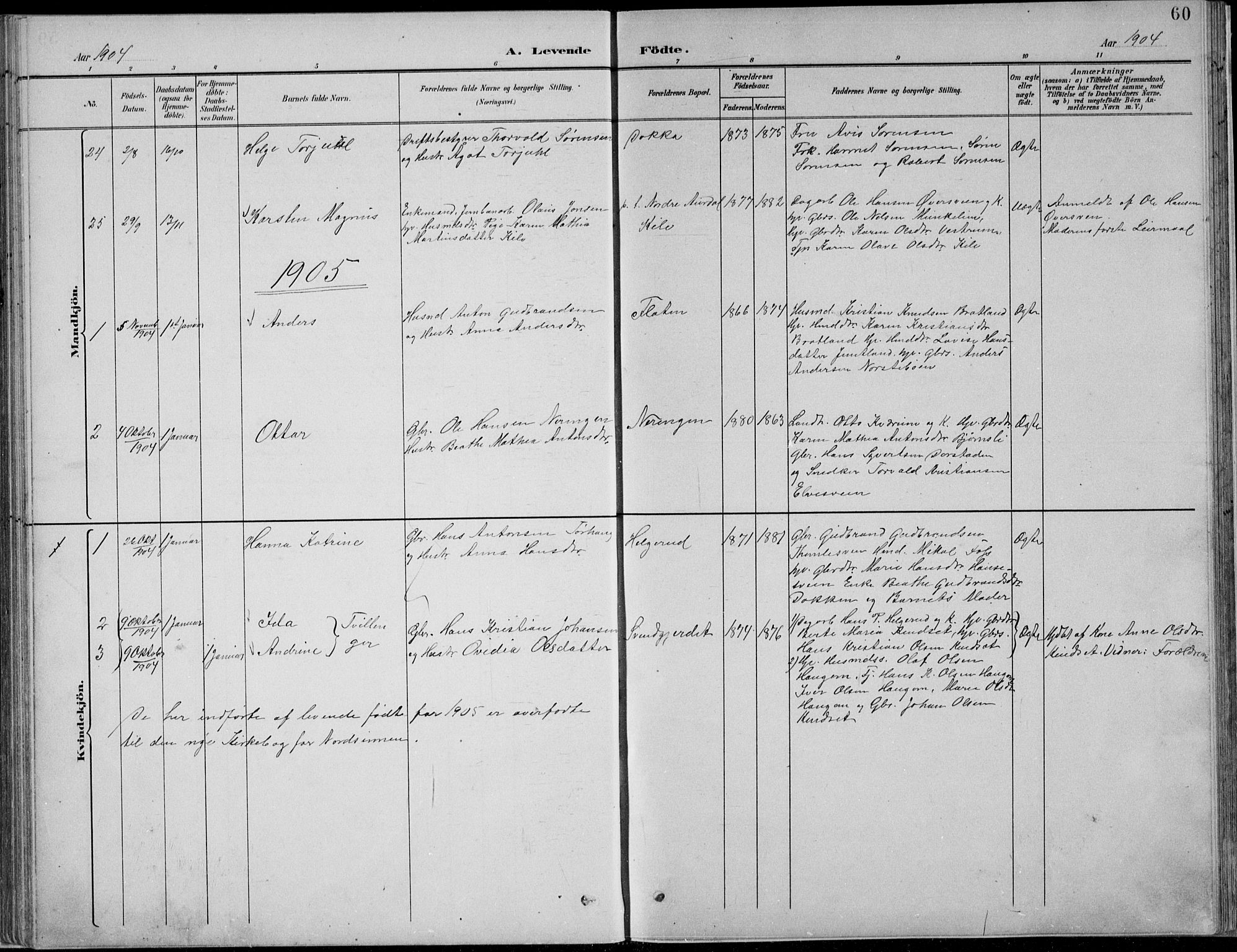 Nordre Land prestekontor, SAH/PREST-124/H/Ha/Hab/L0013: Klokkerbok nr. 13, 1891-1904, s. 60