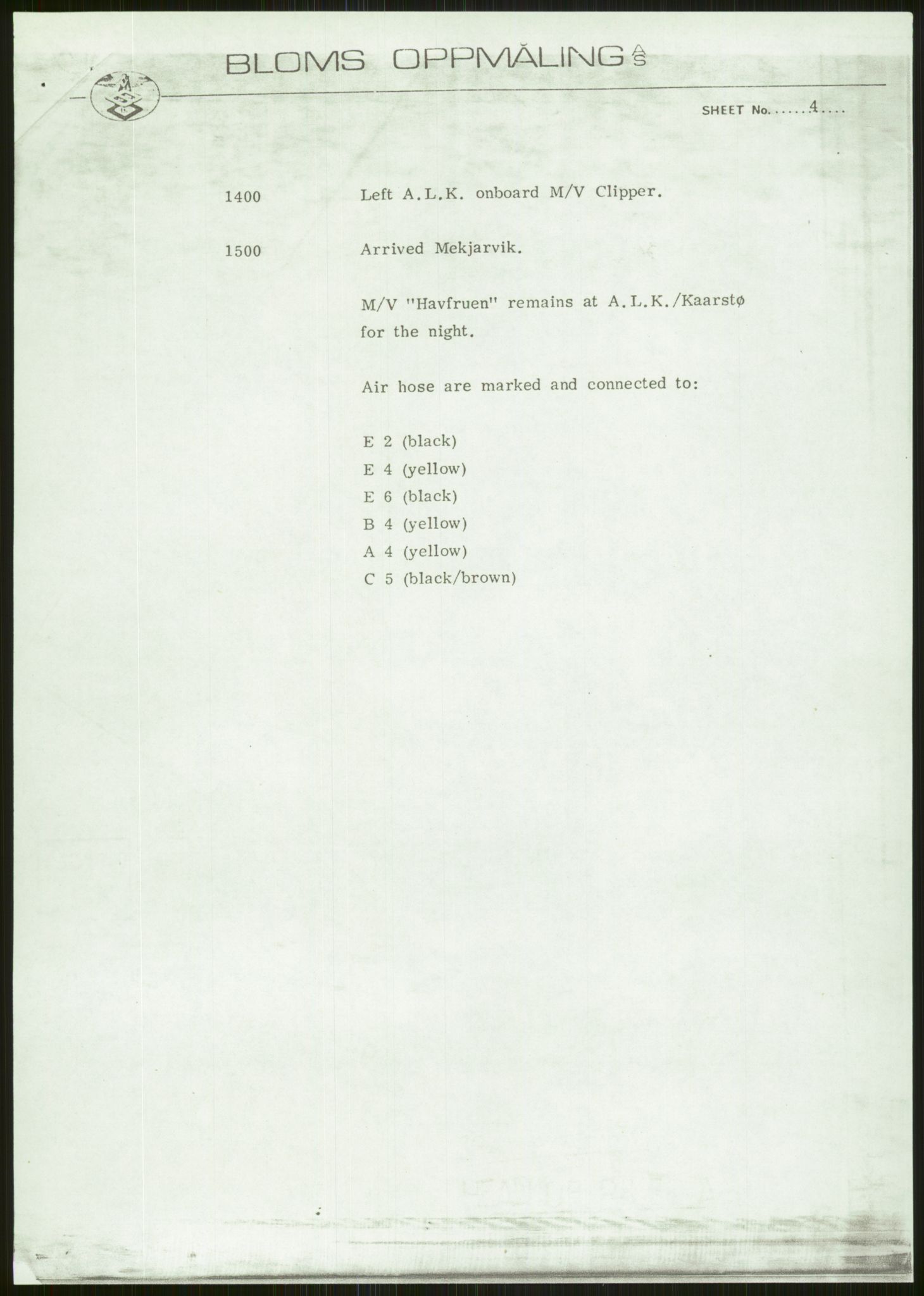 Justisdepartementet, Granskningskommisjonen ved Alexander Kielland-ulykken 27.3.1980, AV/RA-S-1165/D/L0006: A Alexander L. Kielland (Doku.liste + A3-A6, A11-A13, A18-A20-A21, A23, A31 av 31)/Dykkerjournaler, 1980-1981, s. 226