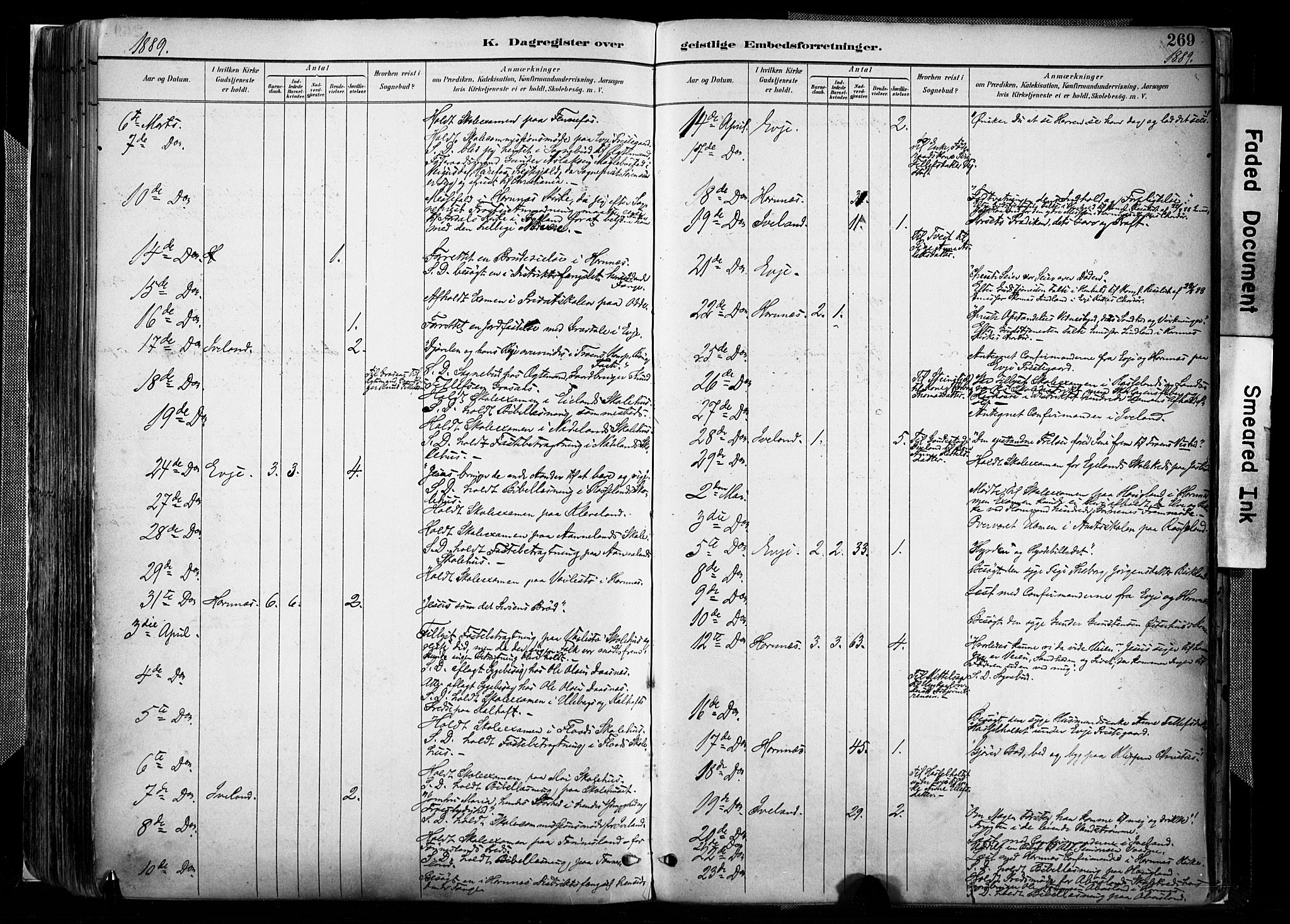 Evje sokneprestkontor, AV/SAK-1111-0008/F/Fa/Faa/L0007: Ministerialbok nr. A 7, 1884-1909, s. 269