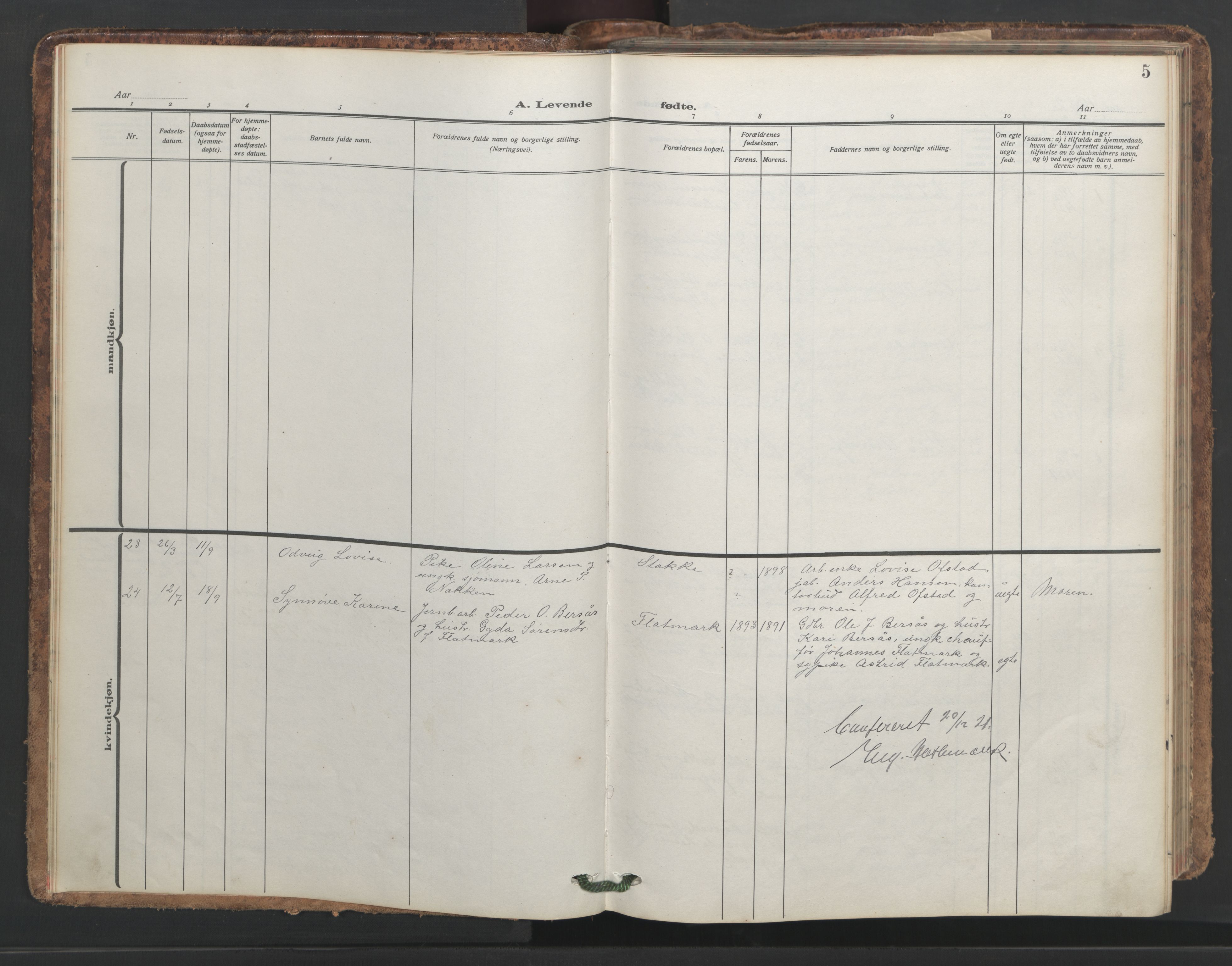 Ministerialprotokoller, klokkerbøker og fødselsregistre - Møre og Romsdal, SAT/A-1454/546/L0597: Klokkerbok nr. 546C03, 1921-1959, s. 5