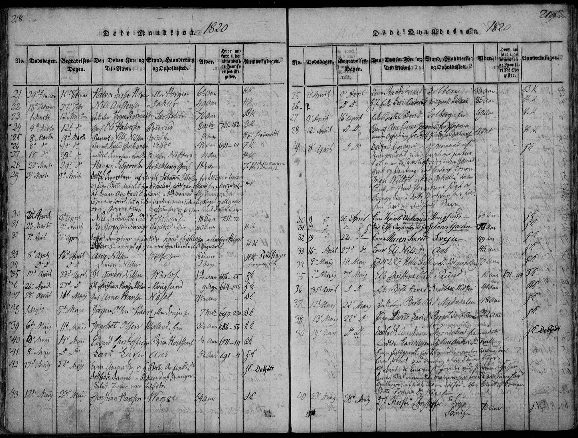 Eiker kirkebøker, AV/SAKO-A-4/F/Fa/L0011: Ministerialbok nr. I 11, 1814-1827, s. 218-219