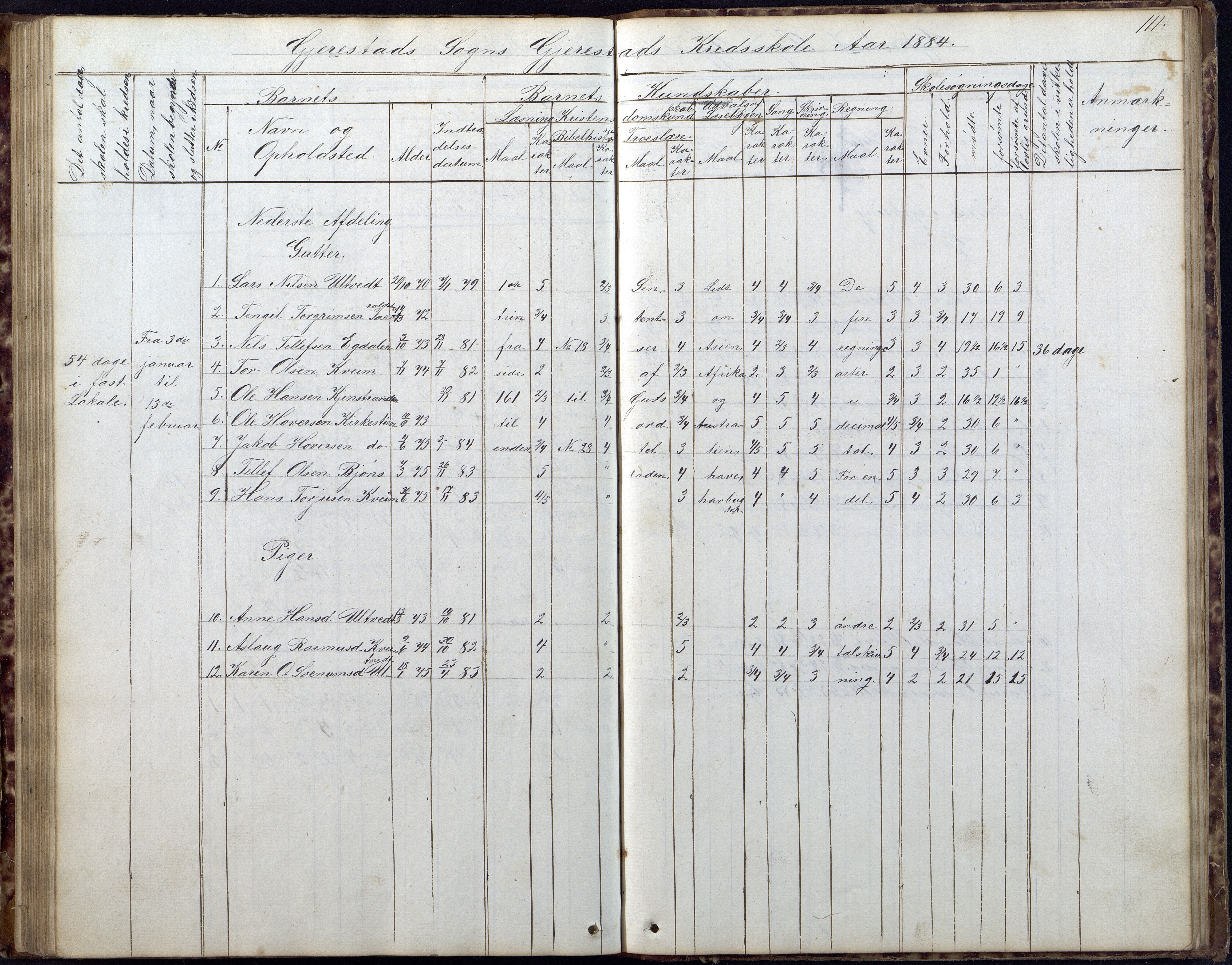 Gjerstad Kommune, Gjerstad Skole, AAKS/KA0911-550a/F02/L0005: Skoleprotokoll, 1863-1891, s. 111