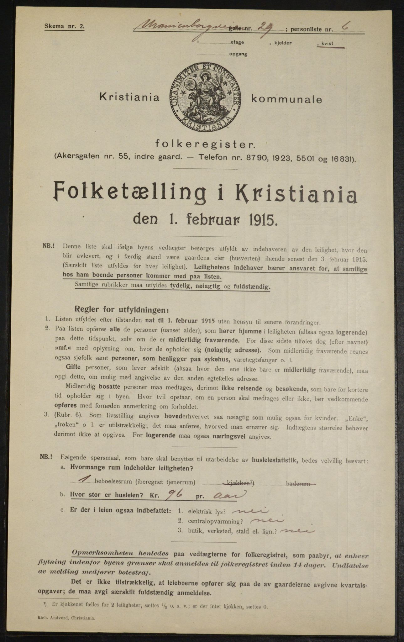 OBA, Kommunal folketelling 1.2.1915 for Kristiania, 1915, s. 121197