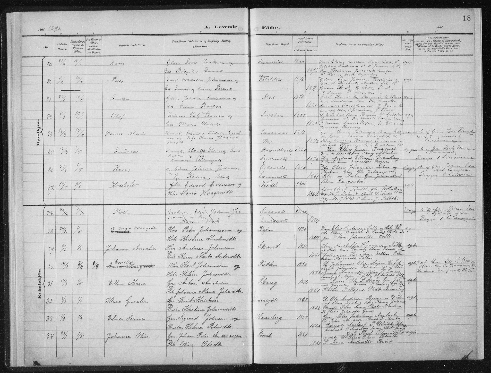 Ministerialprotokoller, klokkerbøker og fødselsregistre - Sør-Trøndelag, AV/SAT-A-1456/647/L0635: Ministerialbok nr. 647A02, 1896-1911, s. 18