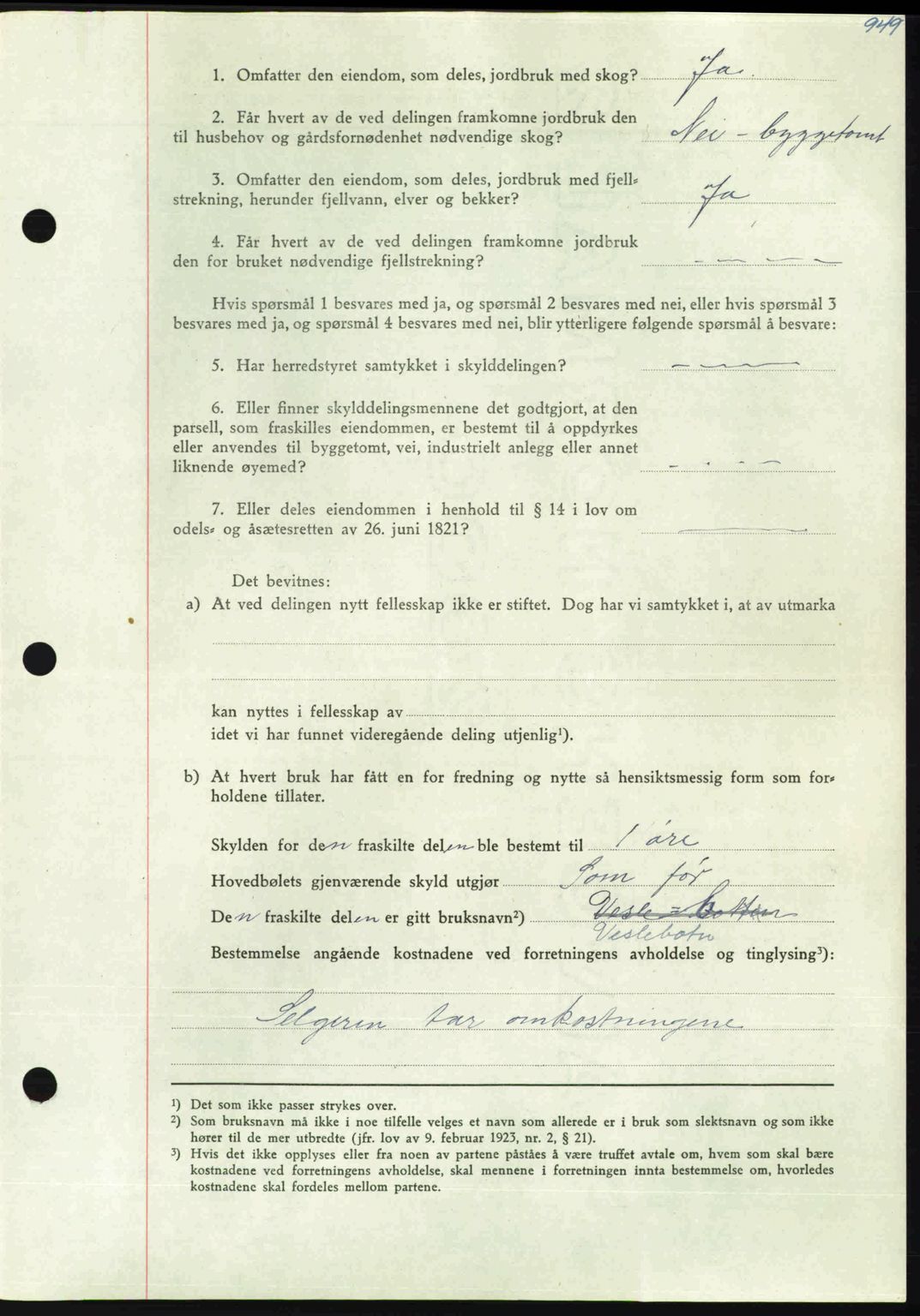 Nordmøre sorenskriveri, AV/SAT-A-4132/1/2/2Ca: Pantebok nr. A110, 1948-1949, Dagboknr: 626/1949