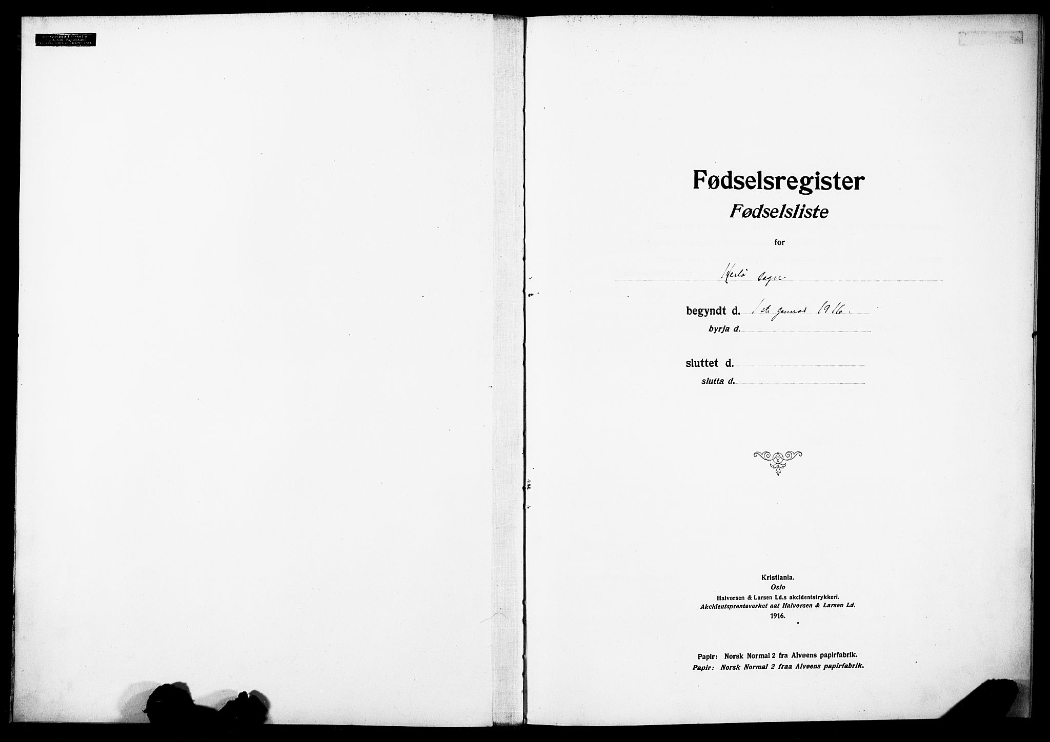 Herdla Sokneprestembete, AV/SAB-A-75701/I/Id/L00A1: Fødselsregister nr. A 1, 1916-1929