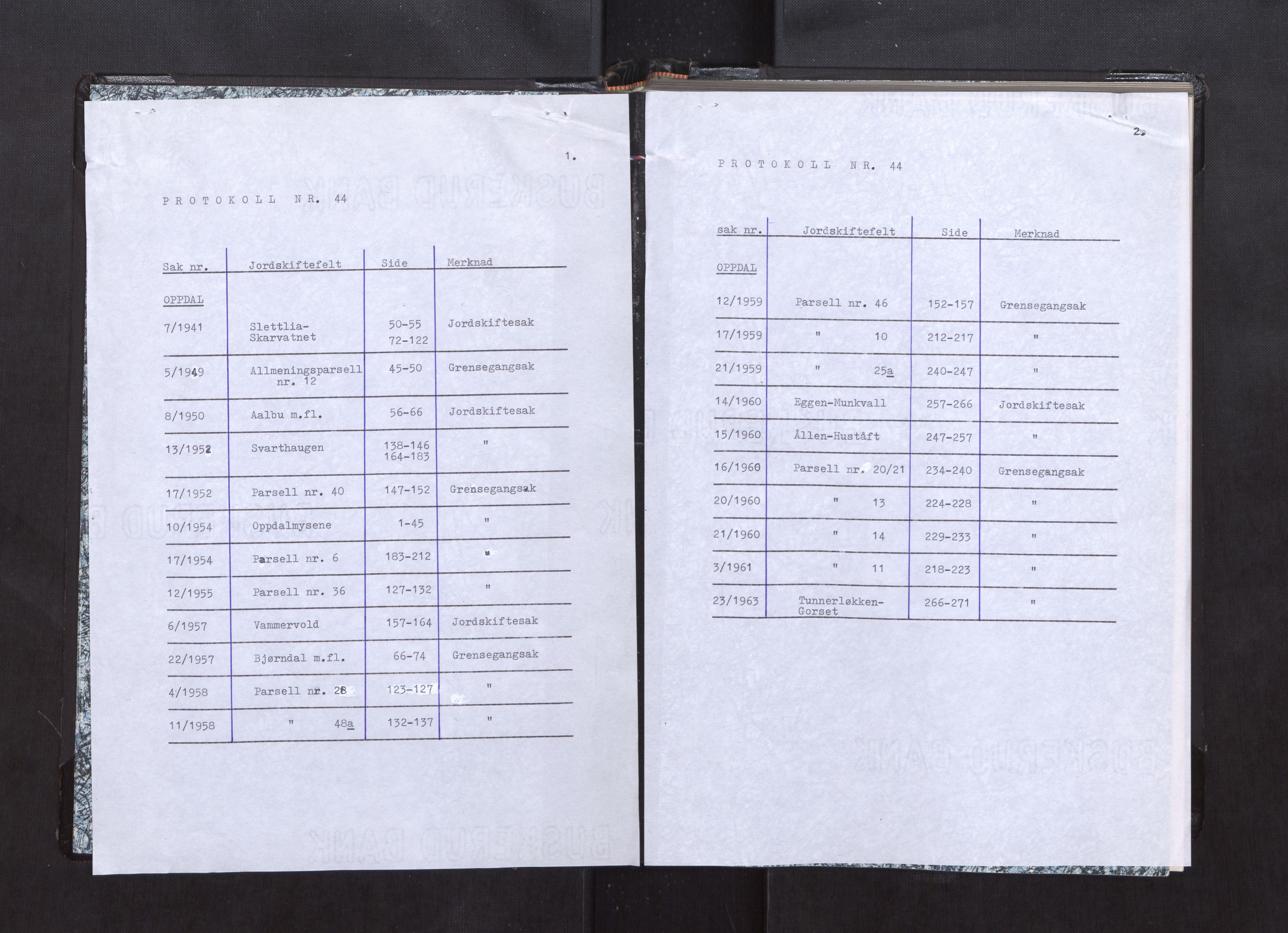 Sør-Trøndelag jordskifterett, AV/SAT-A-4522/1/F/L0212: Jordskifterettsbok 44, Orkdal domssokn, 1959-1968