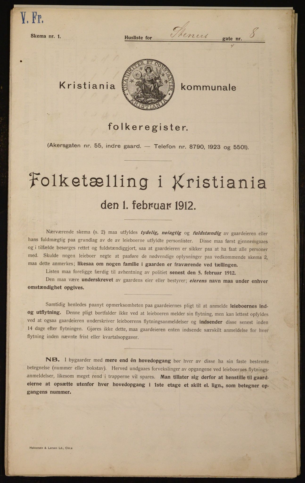 OBA, Kommunal folketelling 1.2.1912 for Kristiania, 1912, s. 101549