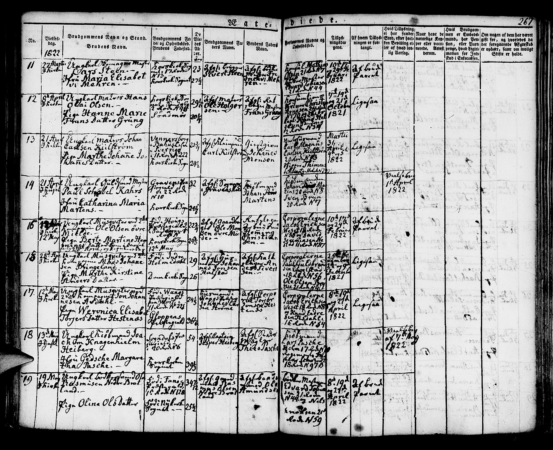 Korskirken sokneprestembete, SAB/A-76101/H/Hab: Klokkerbok nr. A 3, 1821-1831, s. 267