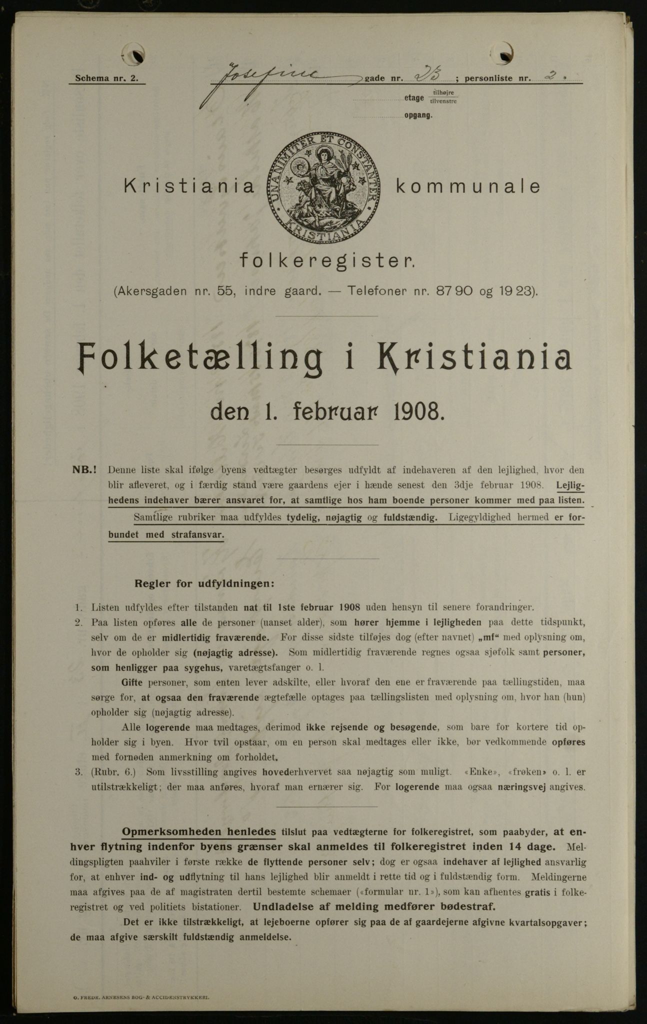 OBA, Kommunal folketelling 1.2.1908 for Kristiania kjøpstad, 1908, s. 42427