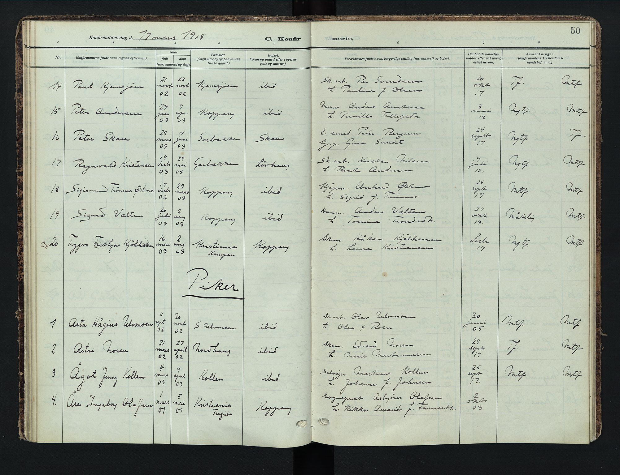 Stor-Elvdal prestekontor, AV/SAH-PREST-052/H/Ha/Haa/L0005: Ministerialbok nr. 5, 1908-1924, s. 50