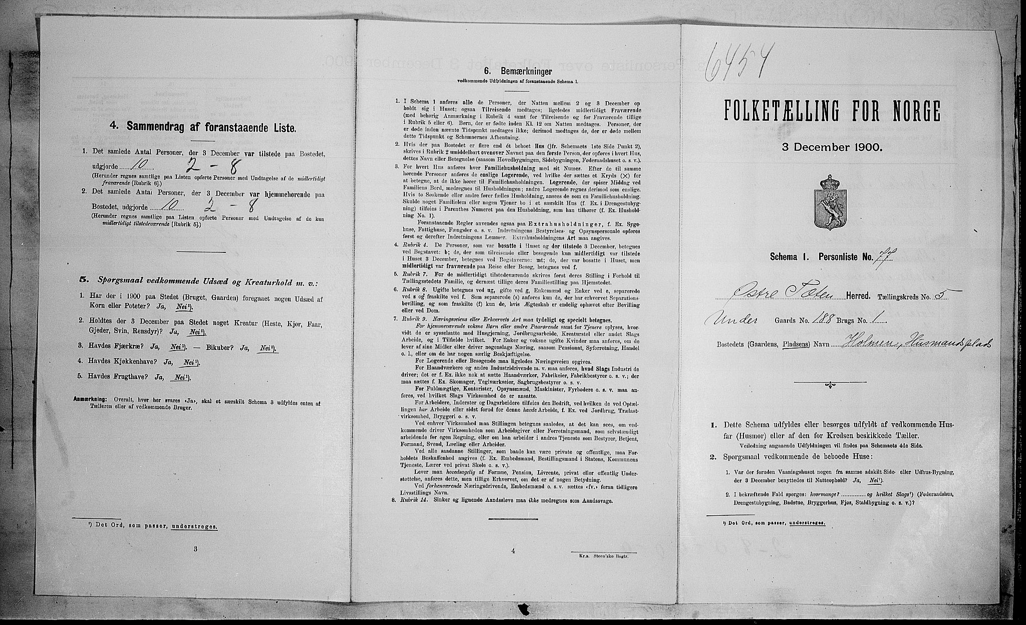SAH, Folketelling 1900 for 0528 Østre Toten herred, 1900, s. 1317