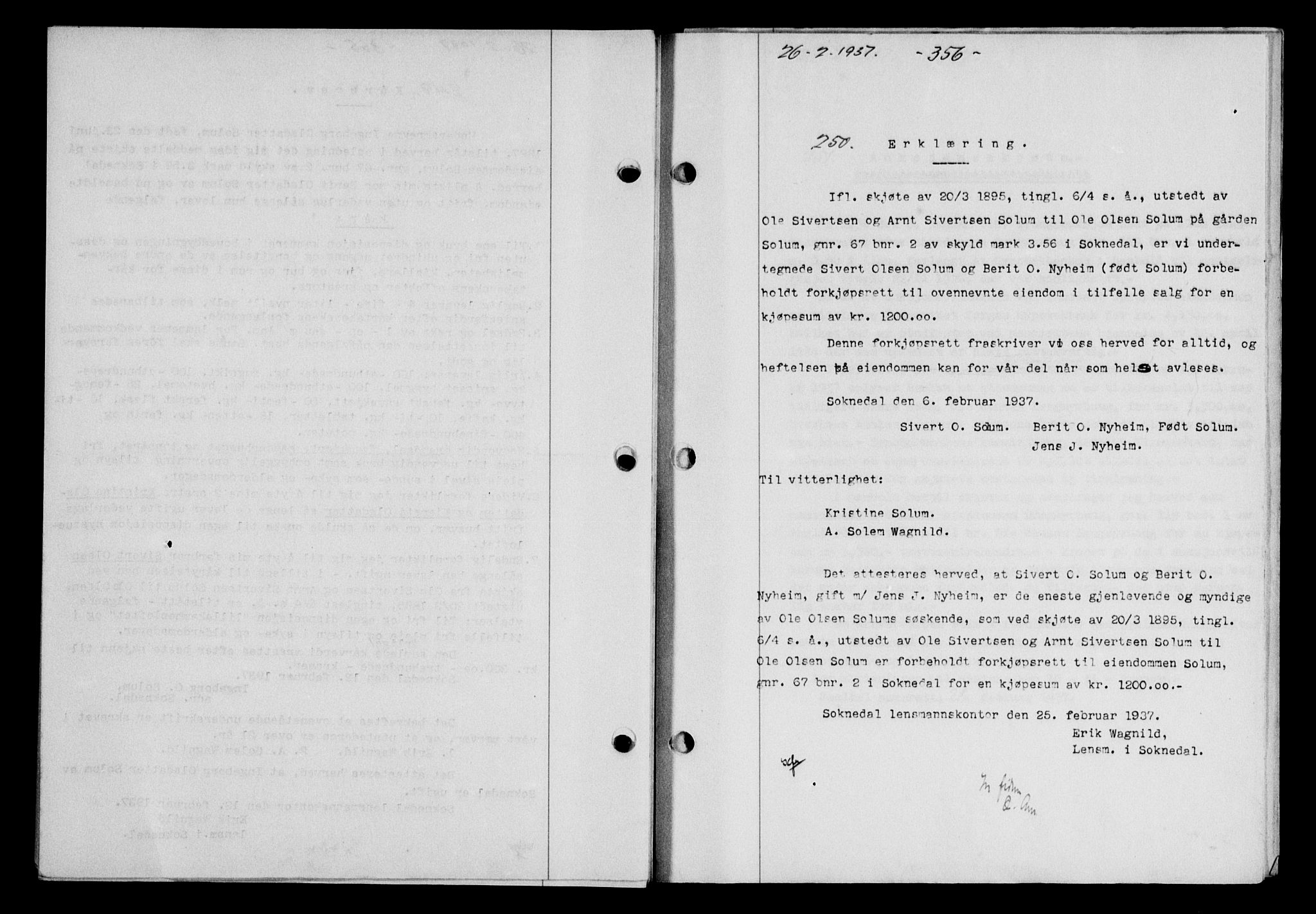 Gauldal sorenskriveri, SAT/A-0014/1/2/2C/L0046: Pantebok nr. 49-50, 1936-1937, Dagboknr: 250/1937